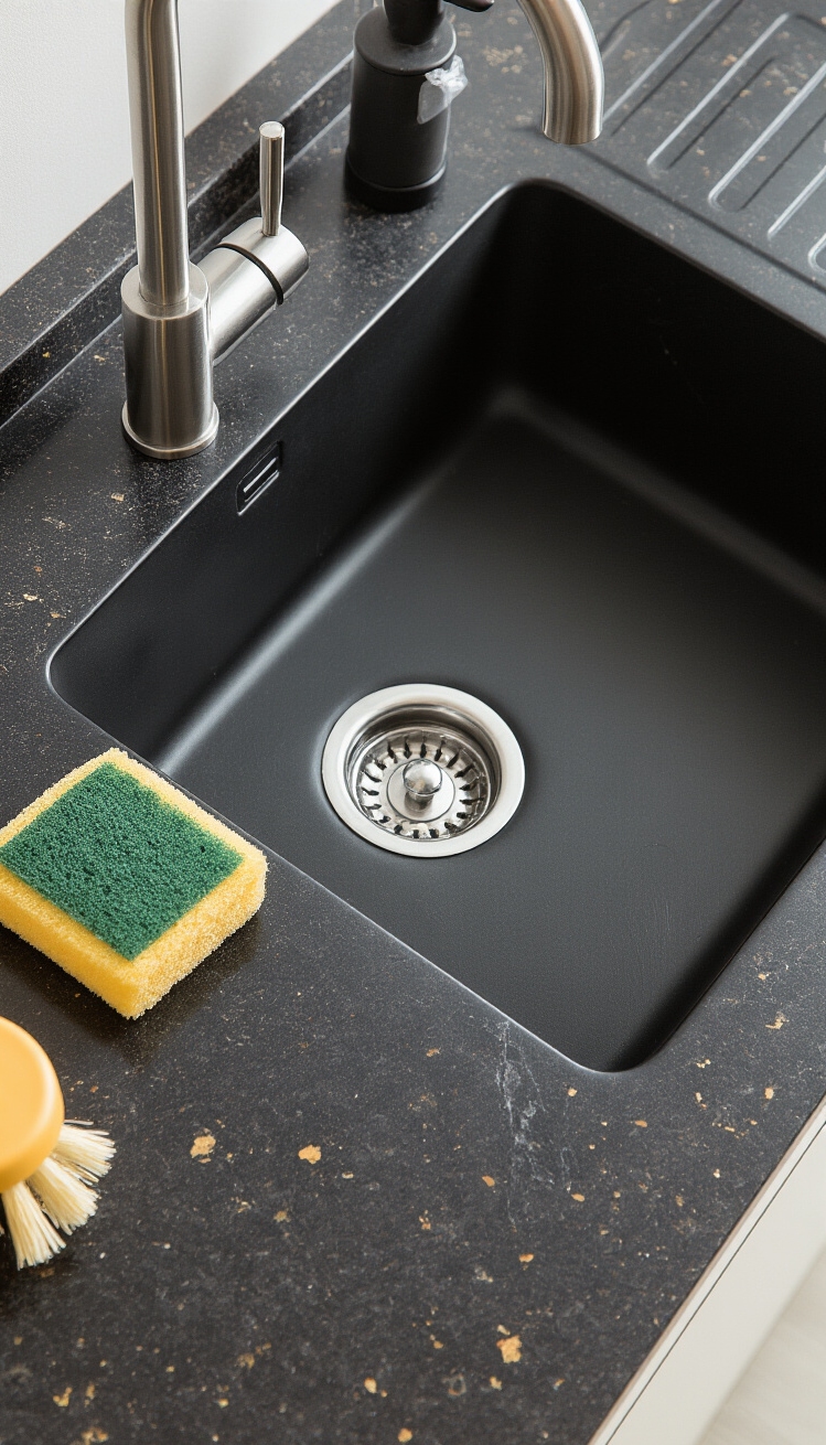 Black Kitchen Inspiration - Black Kitchen Details: Sink Inspiration - The camera hones in on a stunning black...