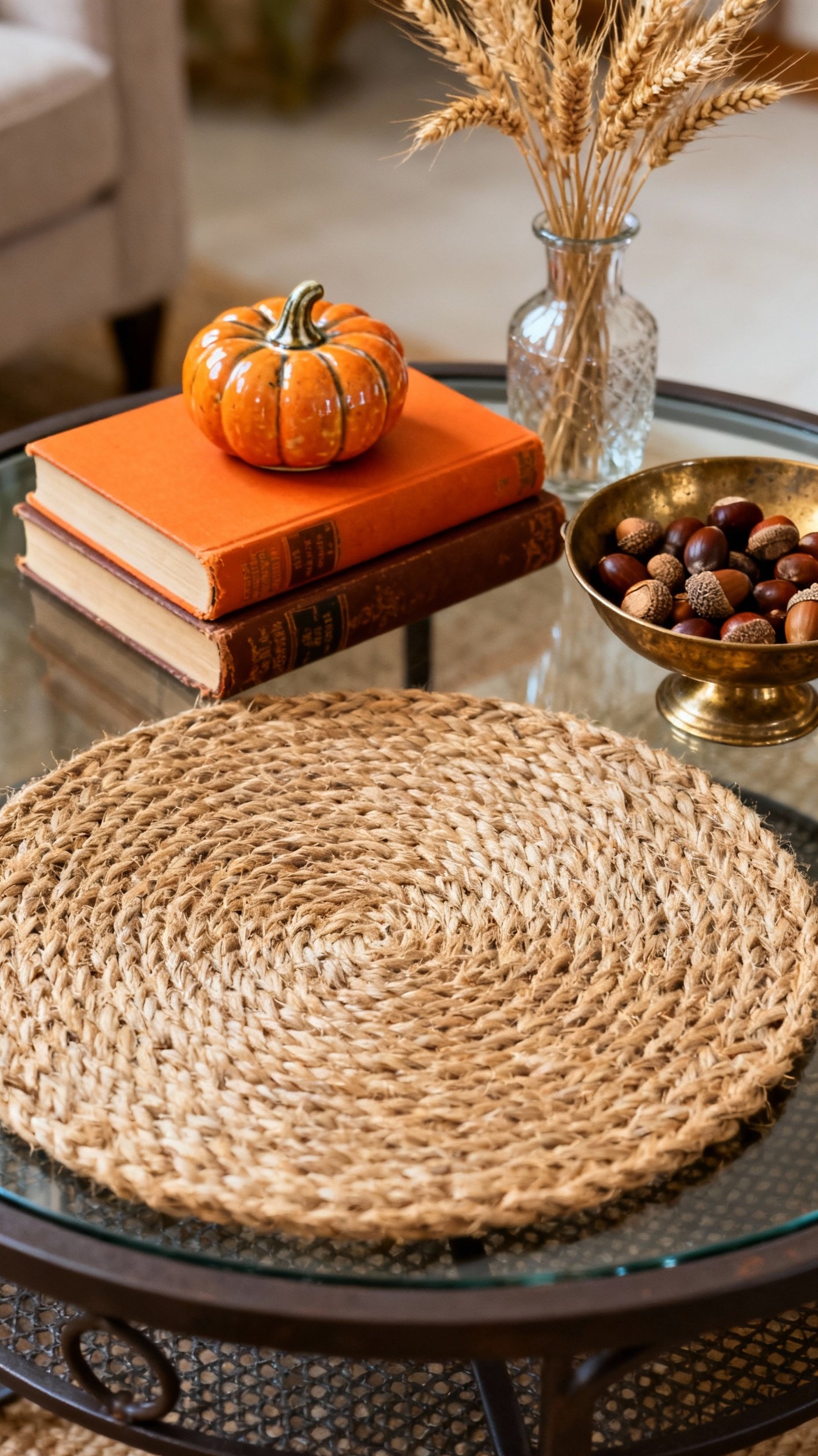 living room modern fall decor ideas - Fall Coffee Table Styling Ideas - A dark metal and glass coffee table becomes...
