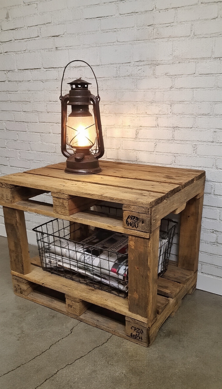 Hallway table ideas - Hallway Tables: Rustic Charm & Function - A repurposed wooden shipping pallet transforms into a...