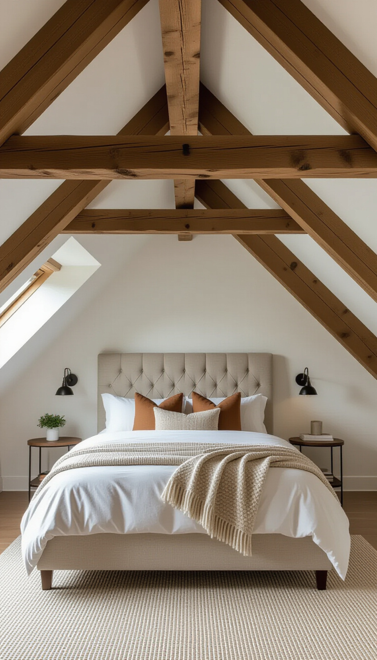 bedroom ideas inspiration - Attic Bedroom Design: Cozy Sloped Ceilings - Imagine stepping into this serene attic bedroom, a...