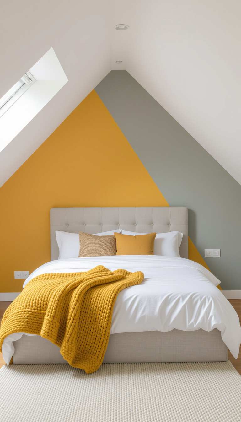 Two Colour Combination For Bedroom Walls - Two-Tone Bedroom Walls: Cozy Color Combos - Step into this snug attic bedroom and feel...