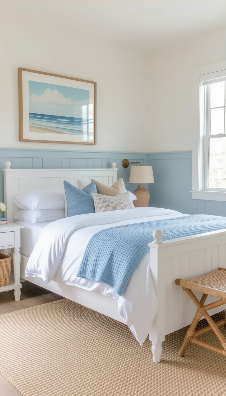 Two Colour Combination For Bedroom Walls - Two-Tone Bedroom Walls: Coastal Calm - Imagine stepping into a bedroom where the walls...