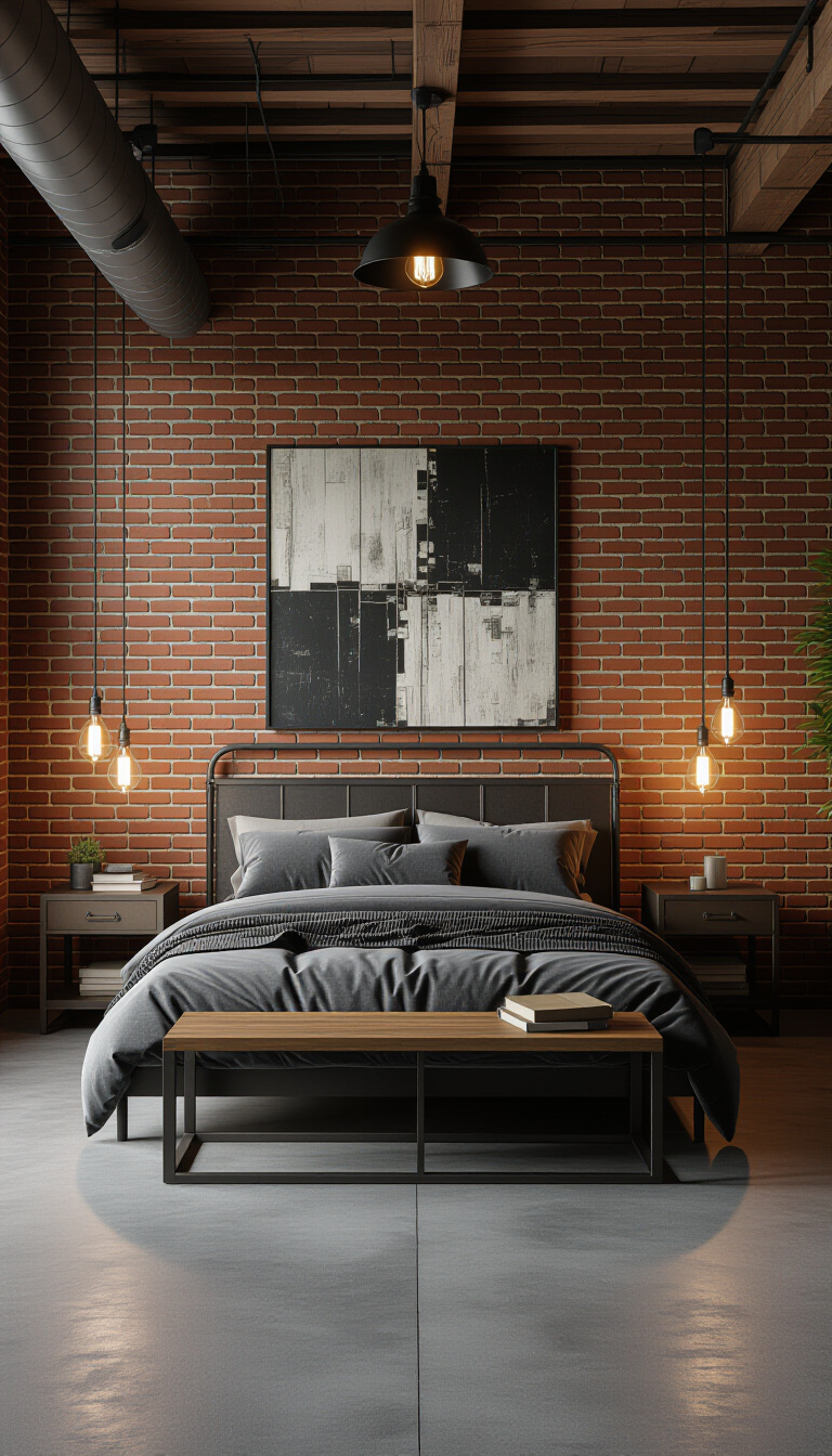 bedroom ideas inspiration - Raw Urban Bedroom Design Ideas - Imagine stepping into this dramatic, industrial bedroom where...