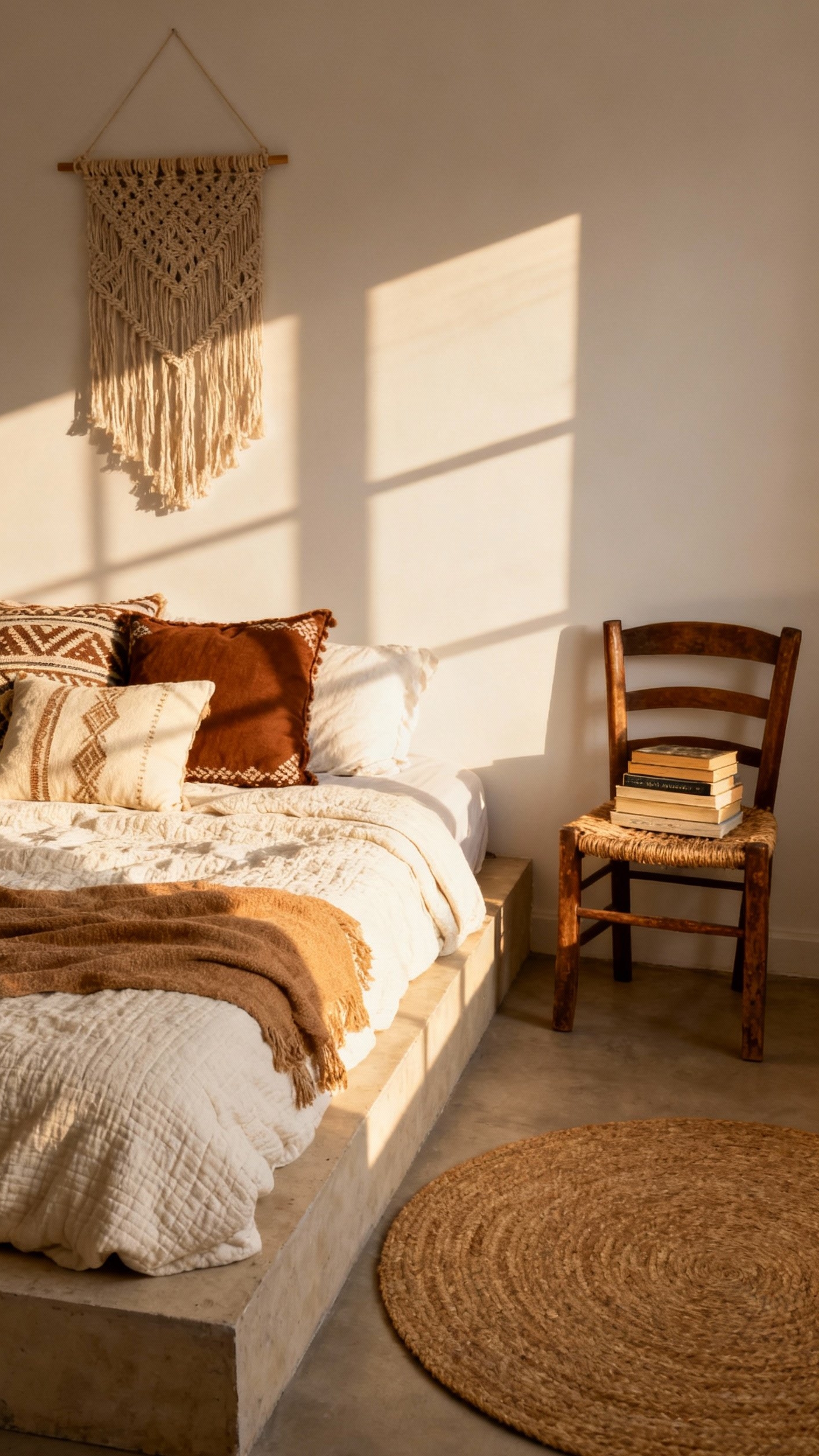 Neutral Tones Bedroom - Neutral Bedroom Bliss: Cozy & Calm - Sunlight bathes this bedroom in a warm glow,...