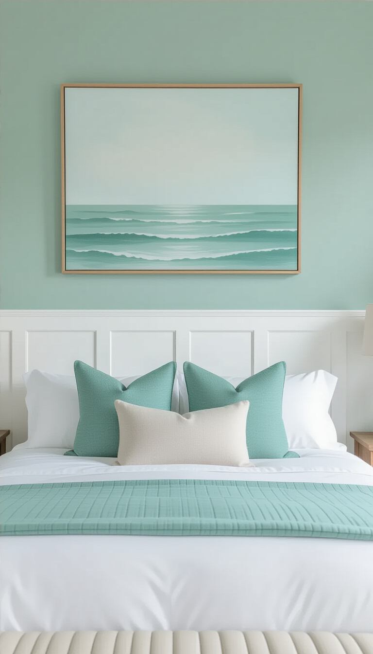 Two Colour Combination For Bedroom Walls - Subtle Two-Tone Bedroom Wall Design - Imagine stepping into a bedroom where tranquility washes...