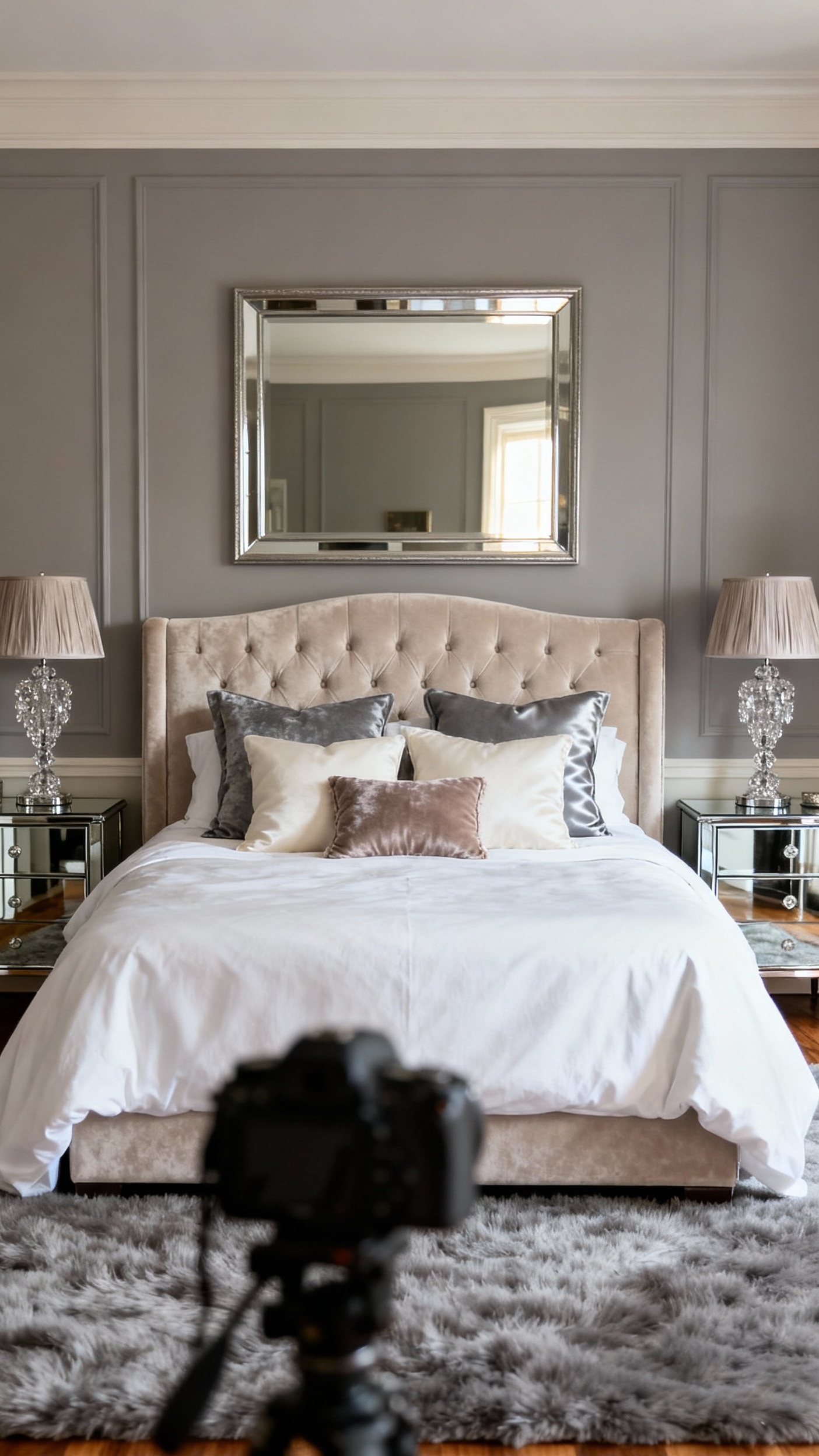 Neutral Tones Bedroom - Neutral Bedroom: Sophistication in Soft Hues - The image showcases a bedroom where tranquility reigns...