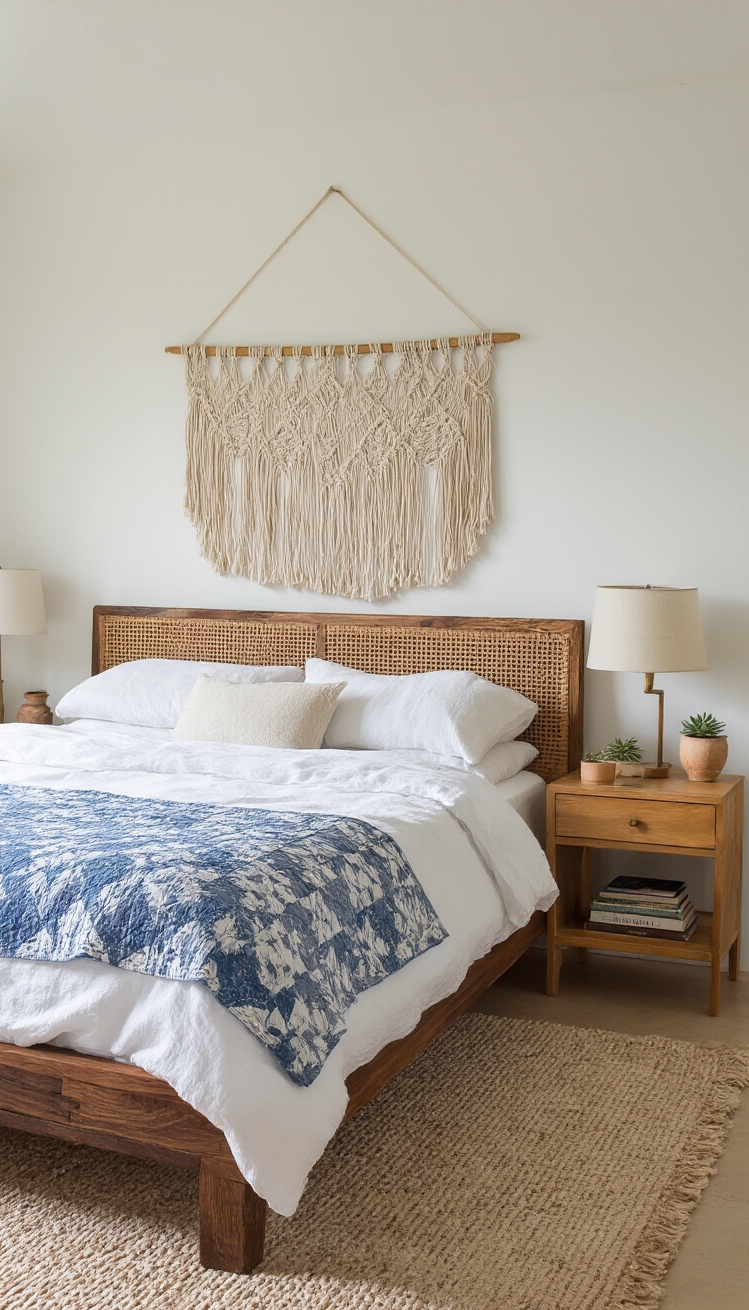 Mixing Wood Tones Bedroom - Wood Tone Harmony: Bedroom Bliss - Mixing Wood Tones Bedroom - Sunlight floods this bohemian bedroom, instantly creating a...