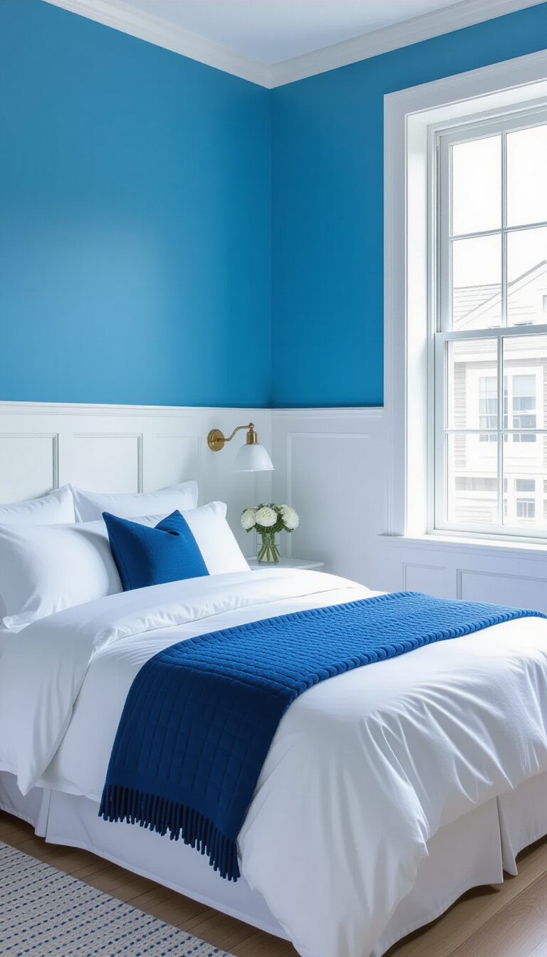 Two Colour Combination For Bedroom Walls - Two-Tone Bedroom Walls: Warm & Inviting - Imagine sinking into this bedroom, where honey gold...