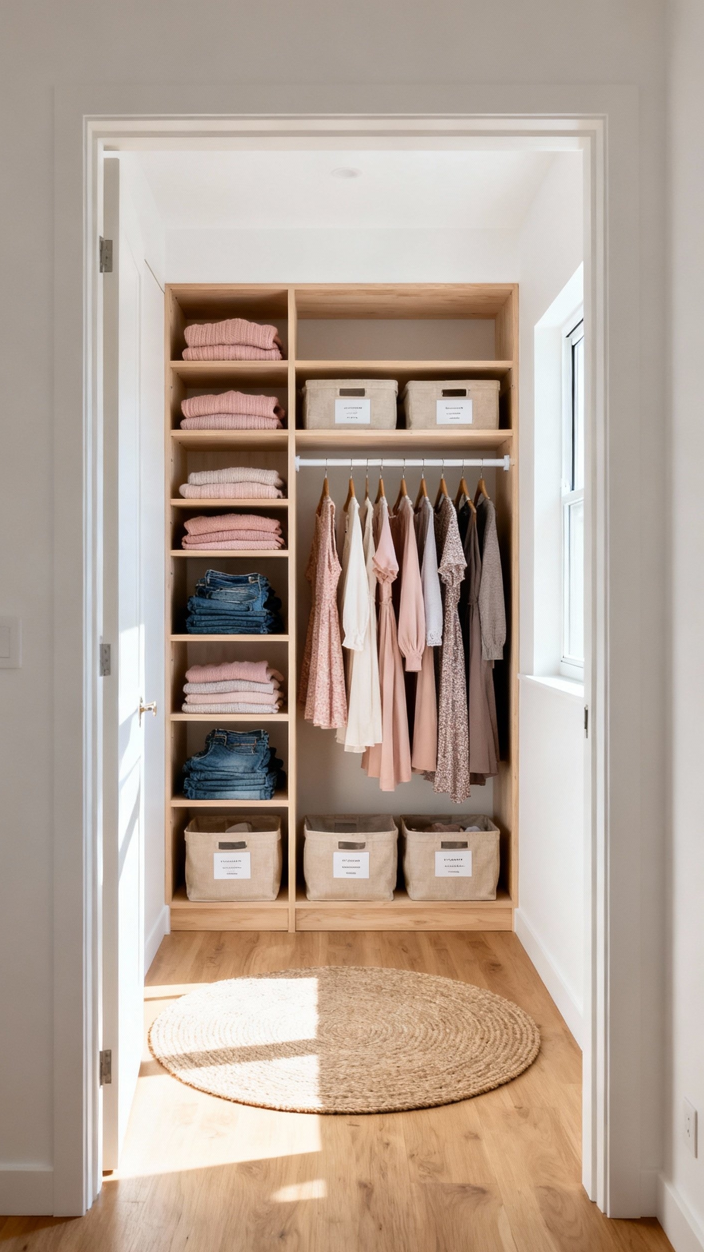 Small Closet Organization Bedroom - Small Closet, Big Style Bedroom - Small Closet Organization Bedroom - Sunlight streams into this small walk-in closet, instantly...