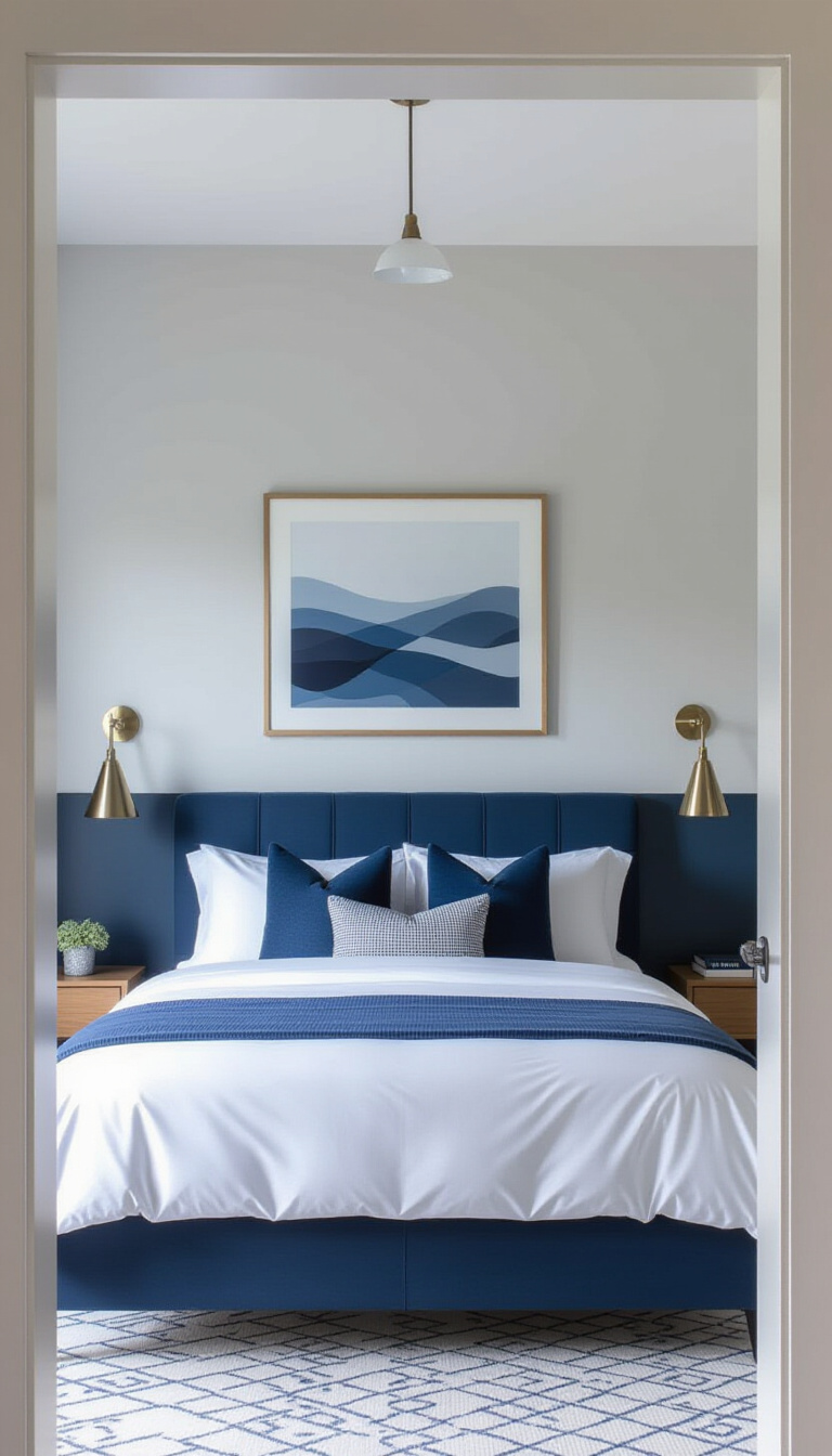 Two Colour Combination For Bedroom Walls - Two-Tone Bedroom Walls: Geometric Color Blocking - Two Colour Combination For Bedroom Walls - Step into a bedroom bursting with playful energy,...
