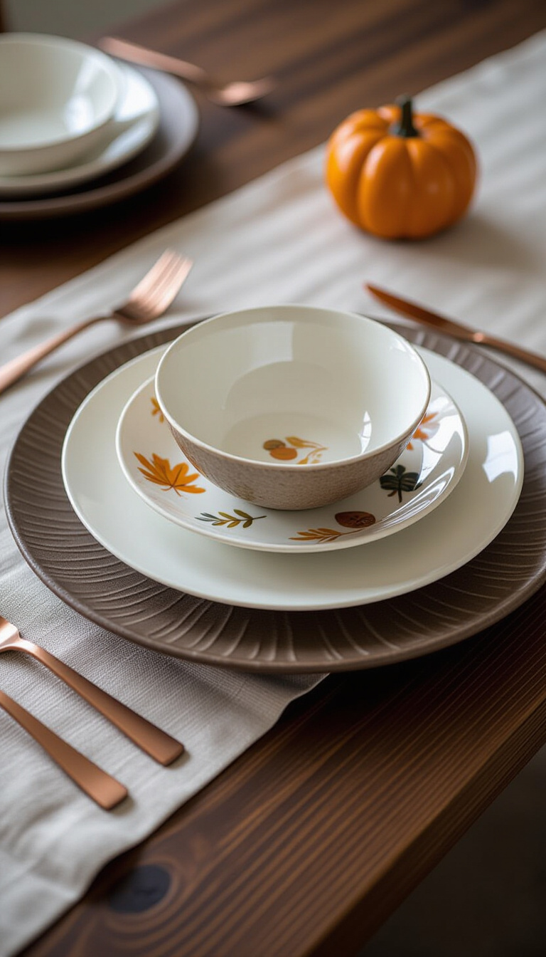 modern fall decor ideas for dining room - Fall Dining: Modern Table Touches - A modern fall tablescape unfolds with rich textures...