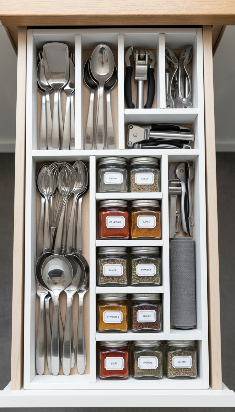 White Kitchen Ideas - White Kitchens: Organized Drawer Details - Imagine opening a kitchen drawer and being greeted...
