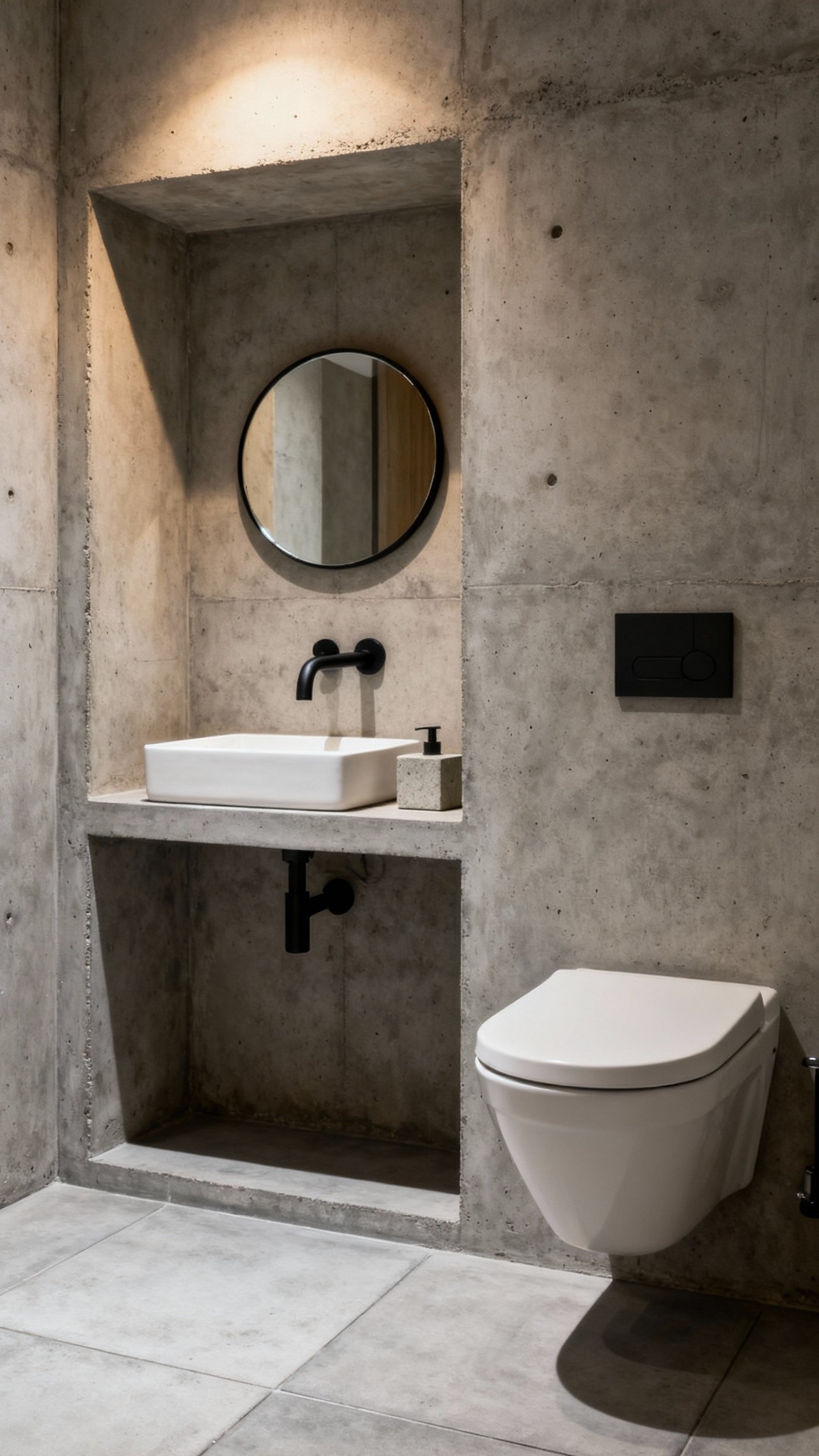Small Guest Toilet Ideas - Small Guest Toilet: Big Style - Raw concrete makes a bold statement in this...