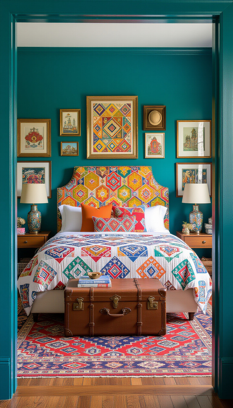bedroom ideas inspiration - Global Bedroom Design: Color & Pattern - Step into a world of vibrant energy with...