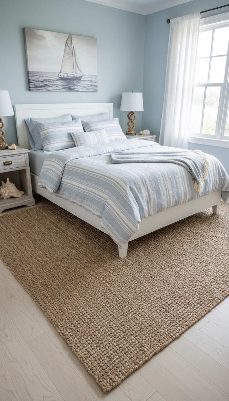 Neutral Rugs Bedroom - Neutral Rugs: Coastal Bedroom Bliss - Imagine stepping into this serene, coastal bedroom where...