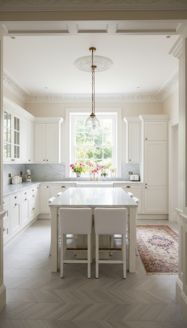 White Kitchen Ideas - White Kitchens: Light, Bright, and Elegant - Step into this sun-kissed, all-white kitchen and feel...