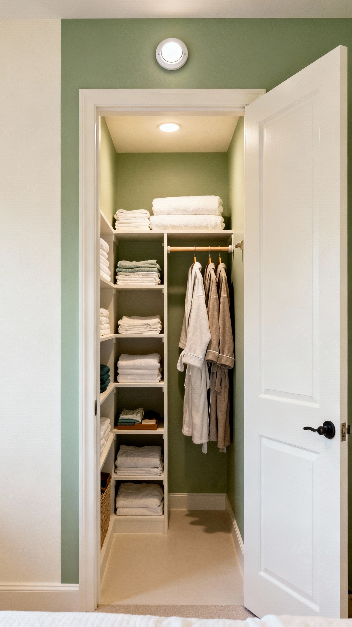 Small Closet Organization Bedroom - Small Closet, Big Bedroom Style - A soft, matte gray envelops this narrow, yet...