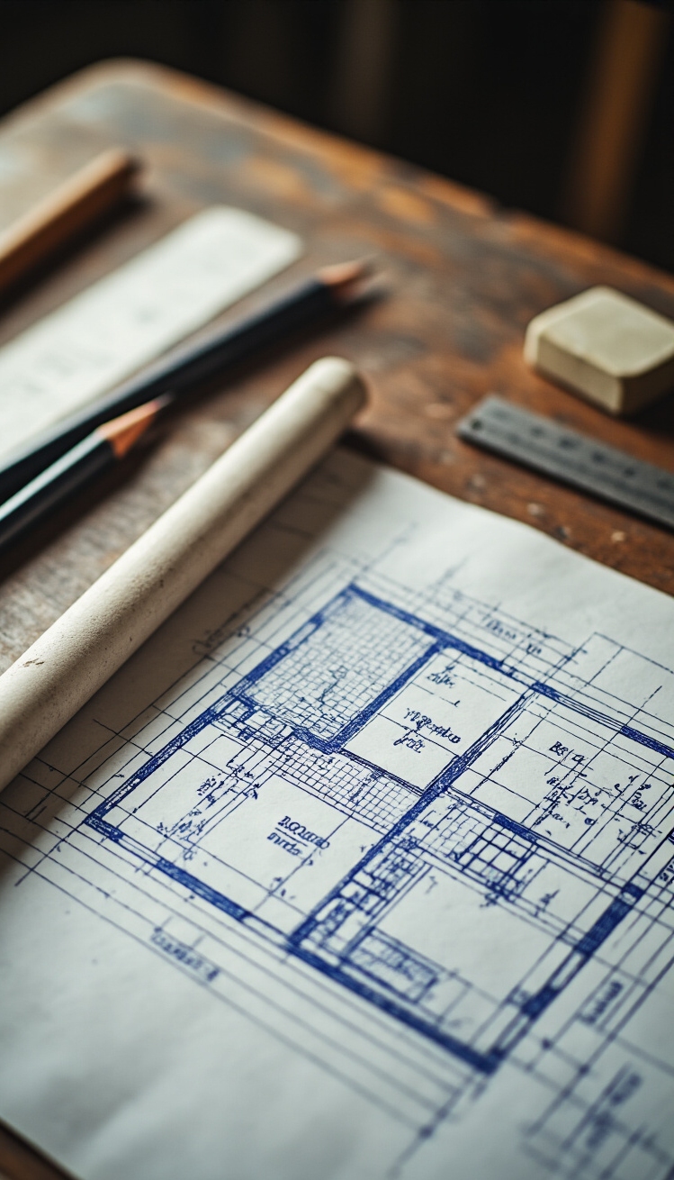 Building Graphic ideas - Blueprint for Graphic Brilliance - Blue ink dances across the blueprint, revealing the...