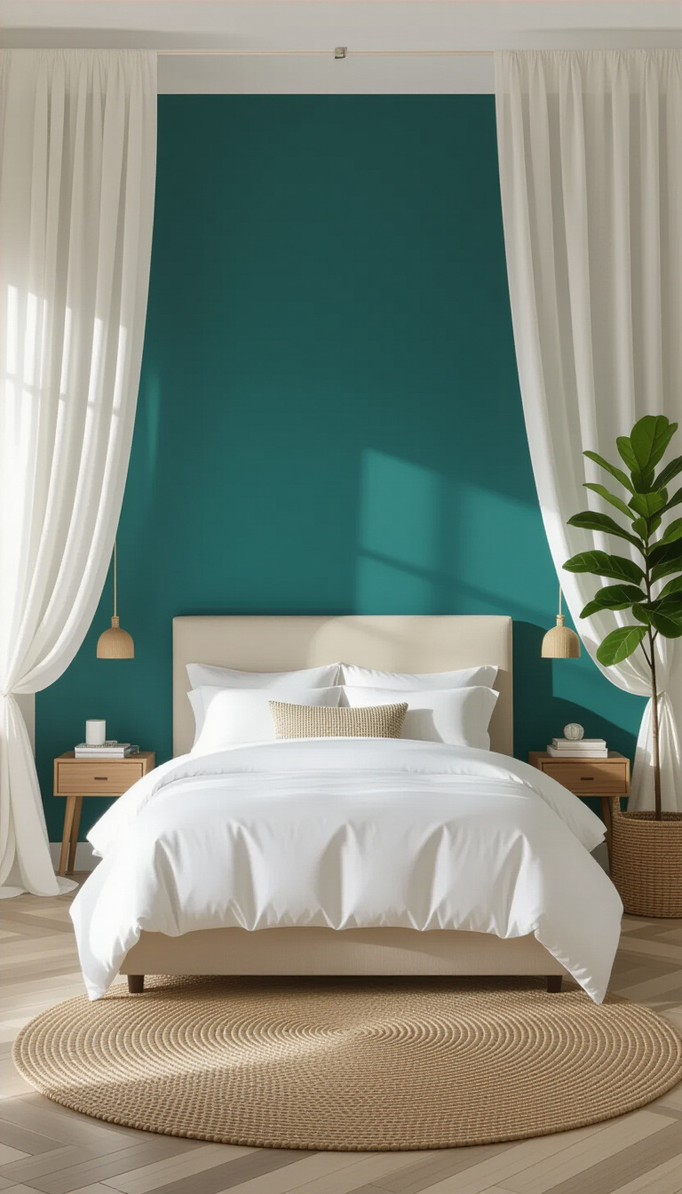 Two Colour Combination For Bedroom Walls - Dramatic Two-Tone Bedroom Wall Design - Step into a bedroom where drama meets serenity....