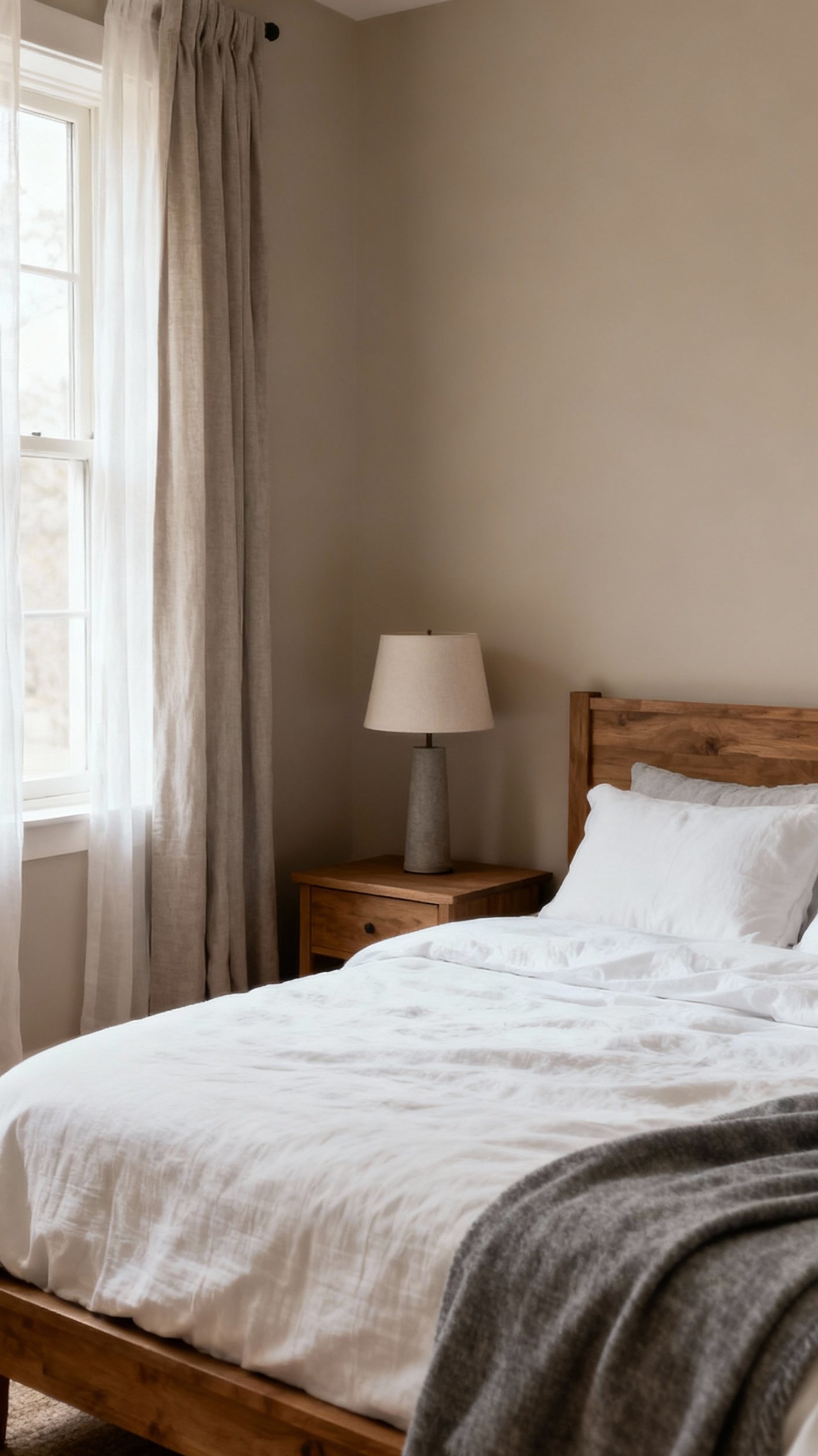 Neutral Tones Bedroom - Neutral Bedroom: Serene Style & Comfort - The bedroom exudes tranquility with its palette of...
