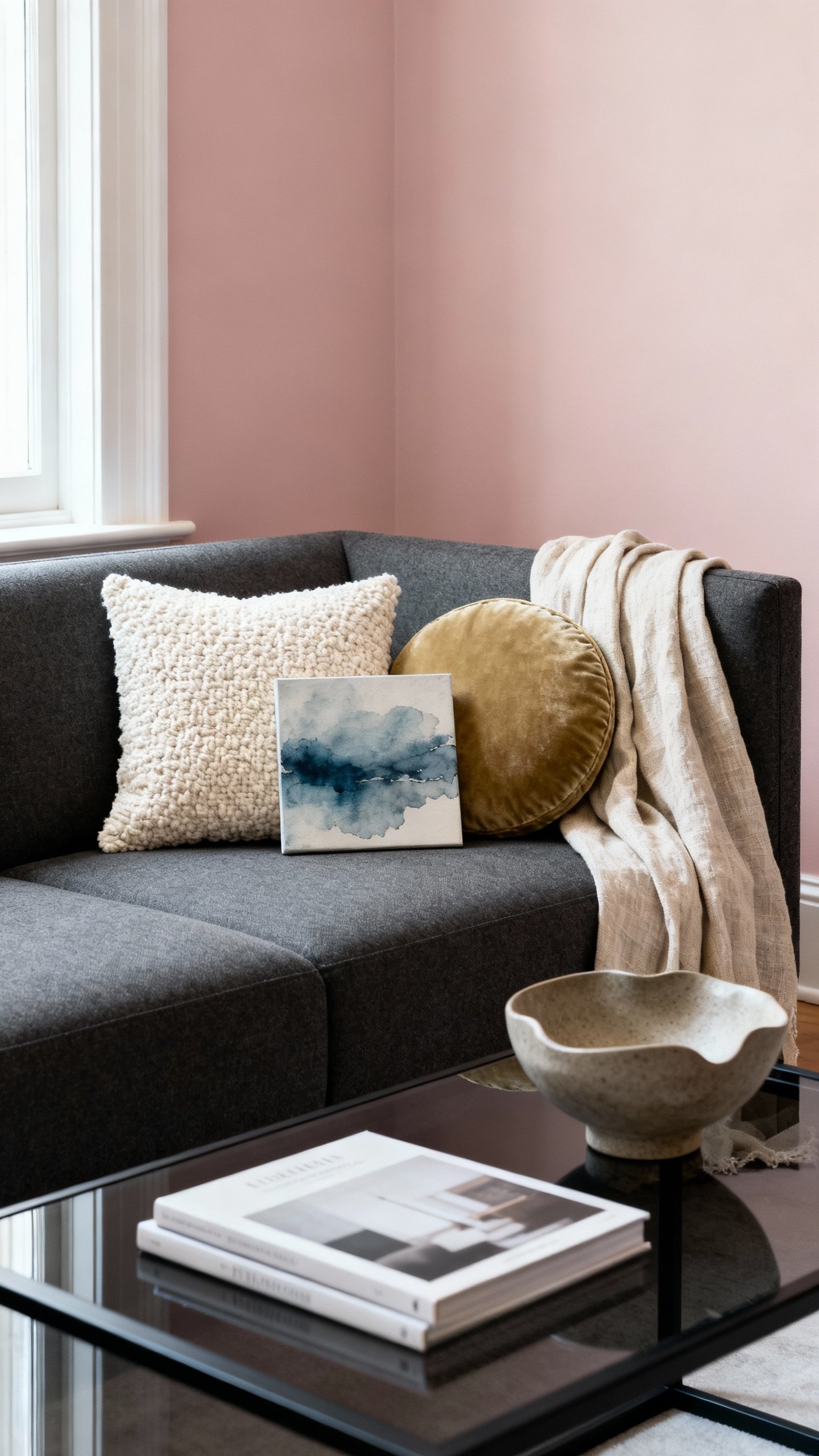Dark Grey Couch Styling - Dark Grey Couch: Style It Right - Dark Grey Couch Styling - A dark grey, performance fabric couch anchors this...