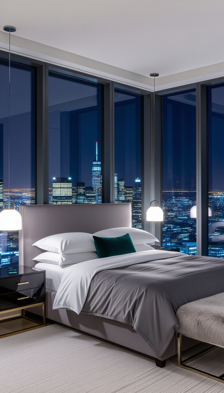 bedroom ideas inspiration - City Lights: Bedroom Design Inspiration - Imagine sinking into this sophisticated bedroom after a...