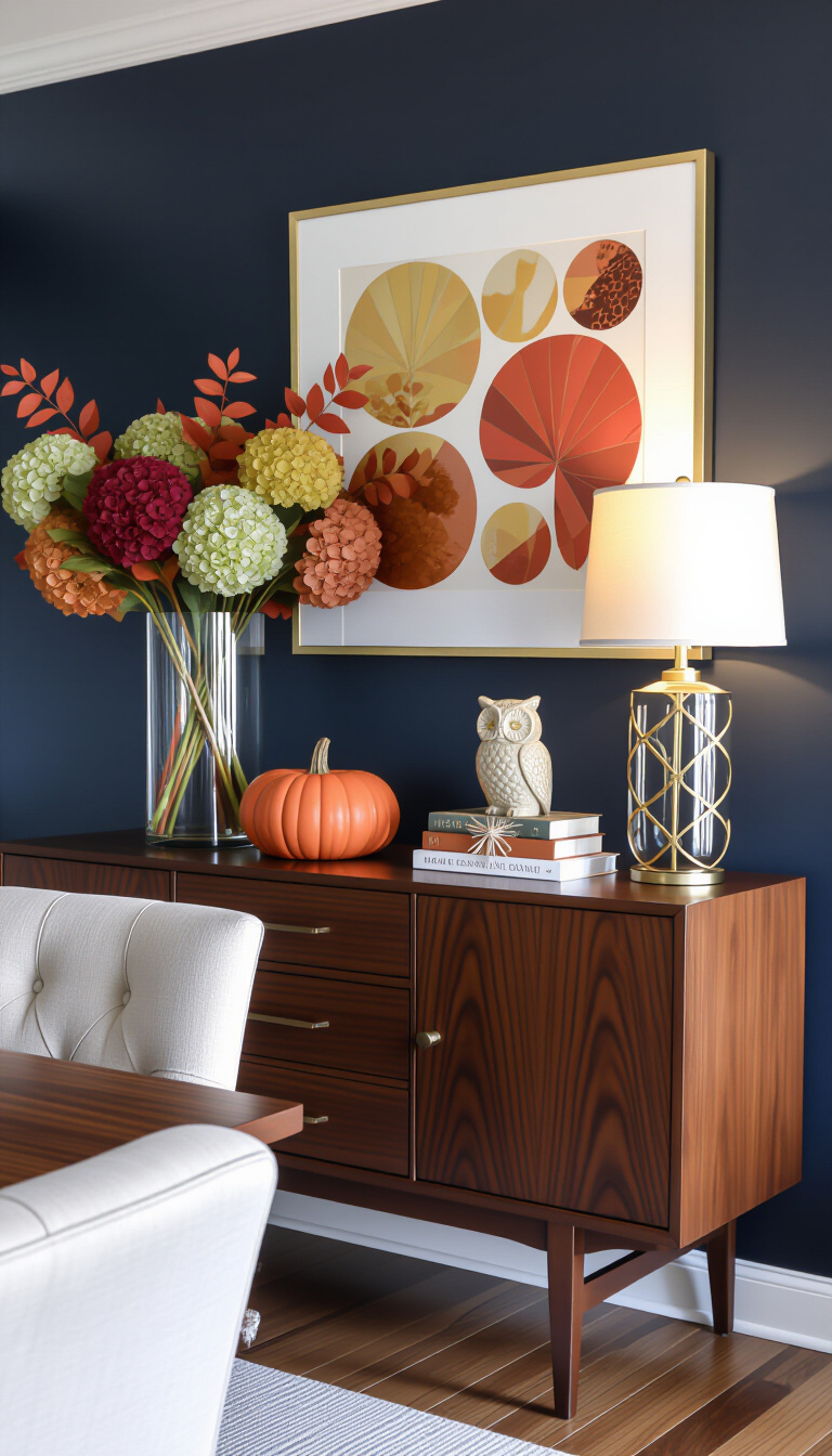 modern fall decor ideas for dining room - Fall Dining Room: Modern Decor Ideas - modern fall decor ideas for dining room - Deep navy blue walls immediately set a sophisticated...