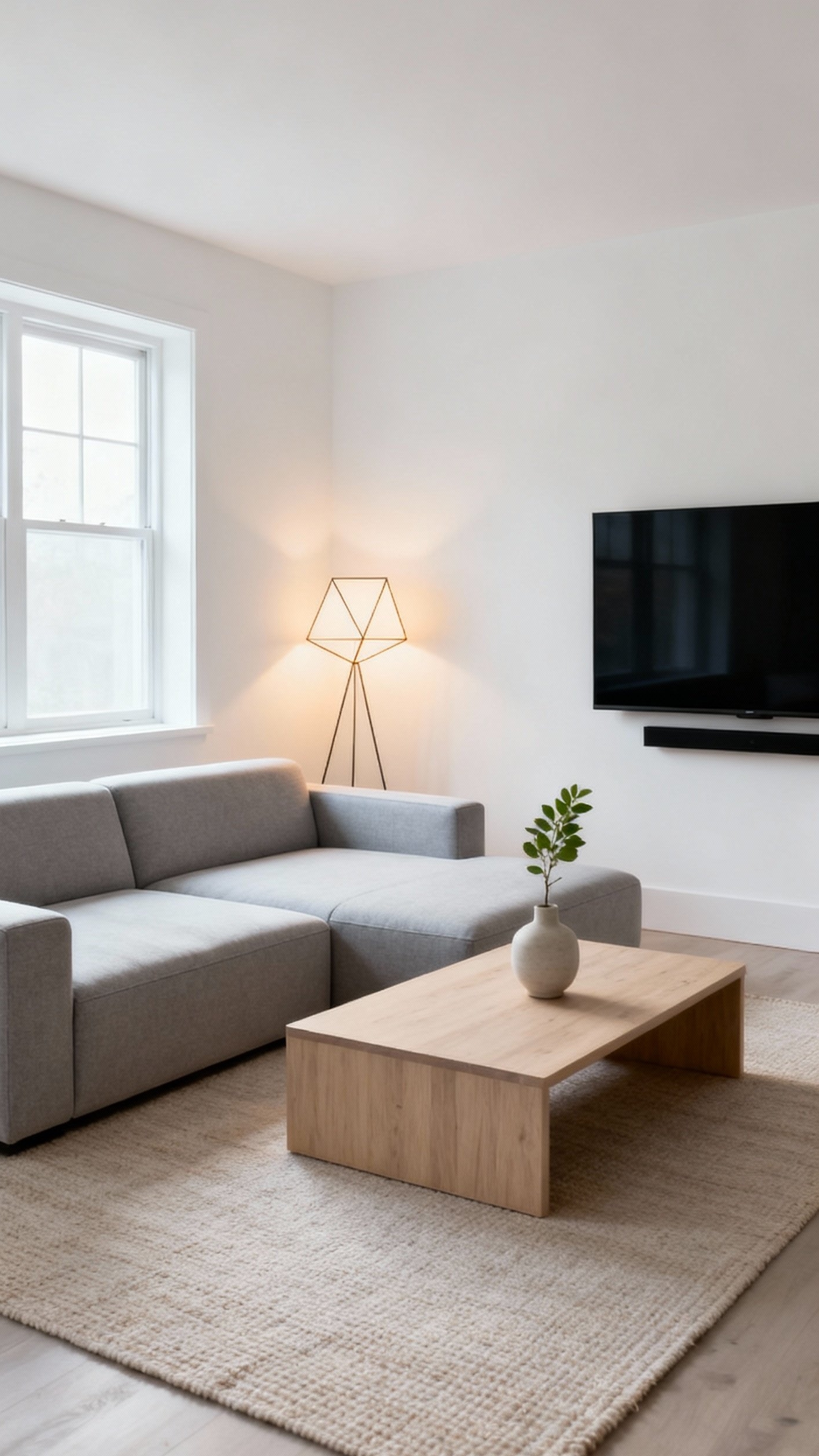 Living Room Inspo - Serene Scandinavian Living Room Ideas - Sunlight streams into this Scandinavian living room, immediately...