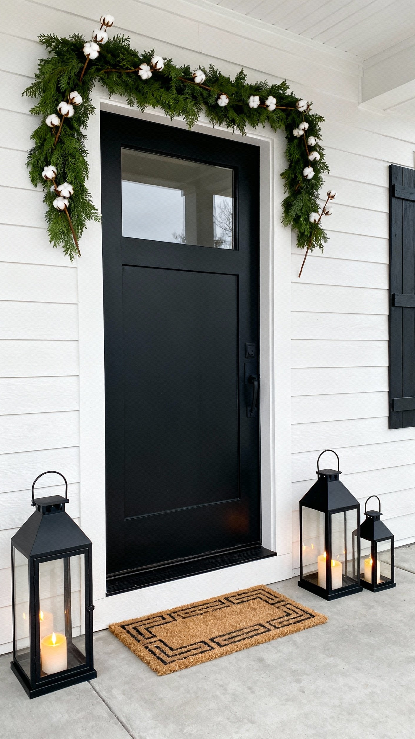 christmas porch decor ideas - Charming Christmas Porch Decor Ideas - A modern farmhouse Christmas porch welcomes guests with...