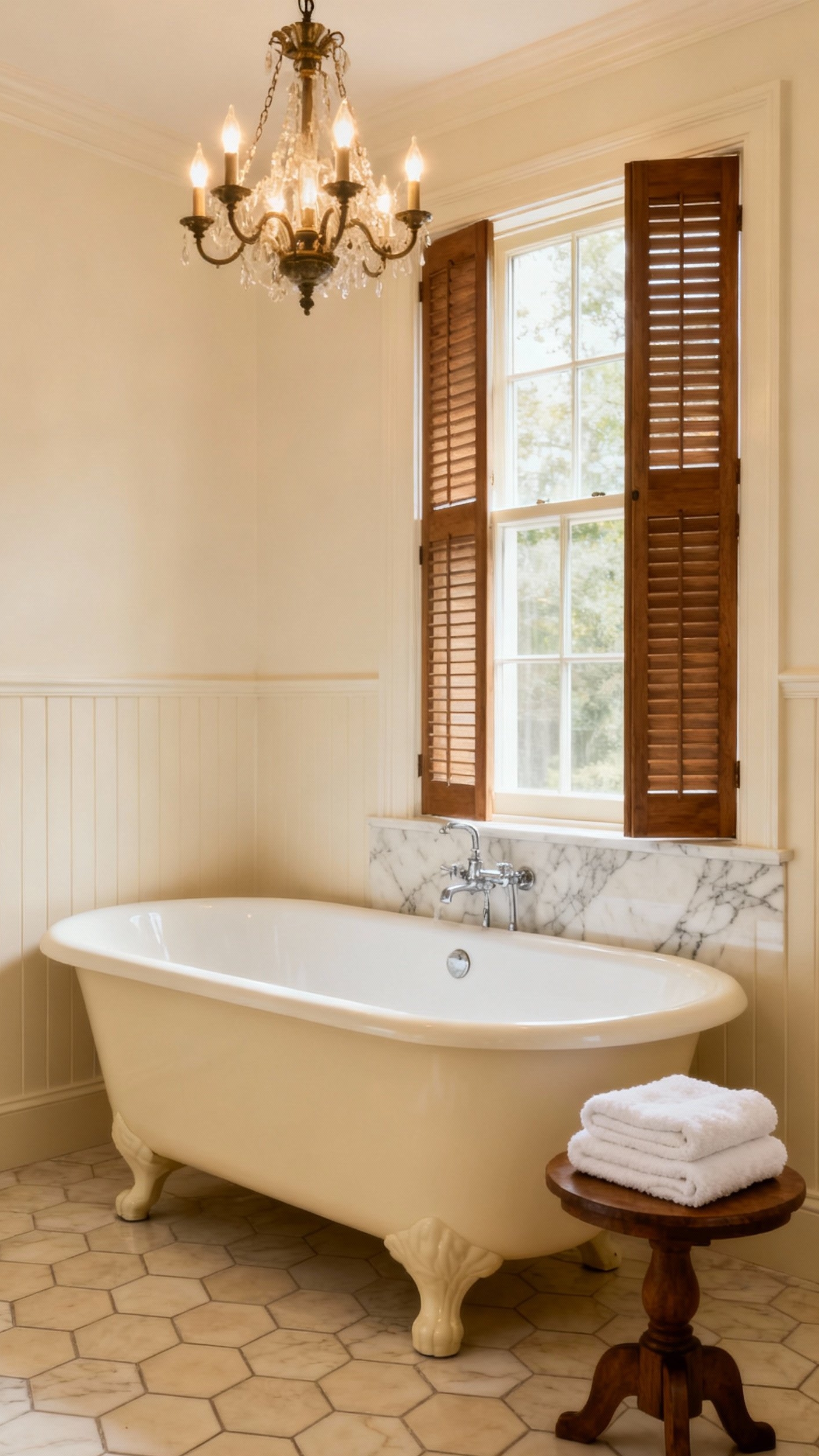 Beige marble bathroom - Beige Marble Bathroom: Classic Elegance - The bathroom exudes classic elegance with its beige...