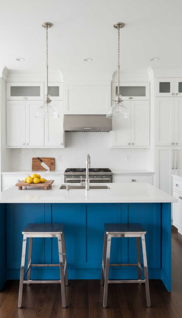 White Kitchen Ideas - White Kitchens: Color Pop Perfection - Step into this bright and airy kitchen, where...