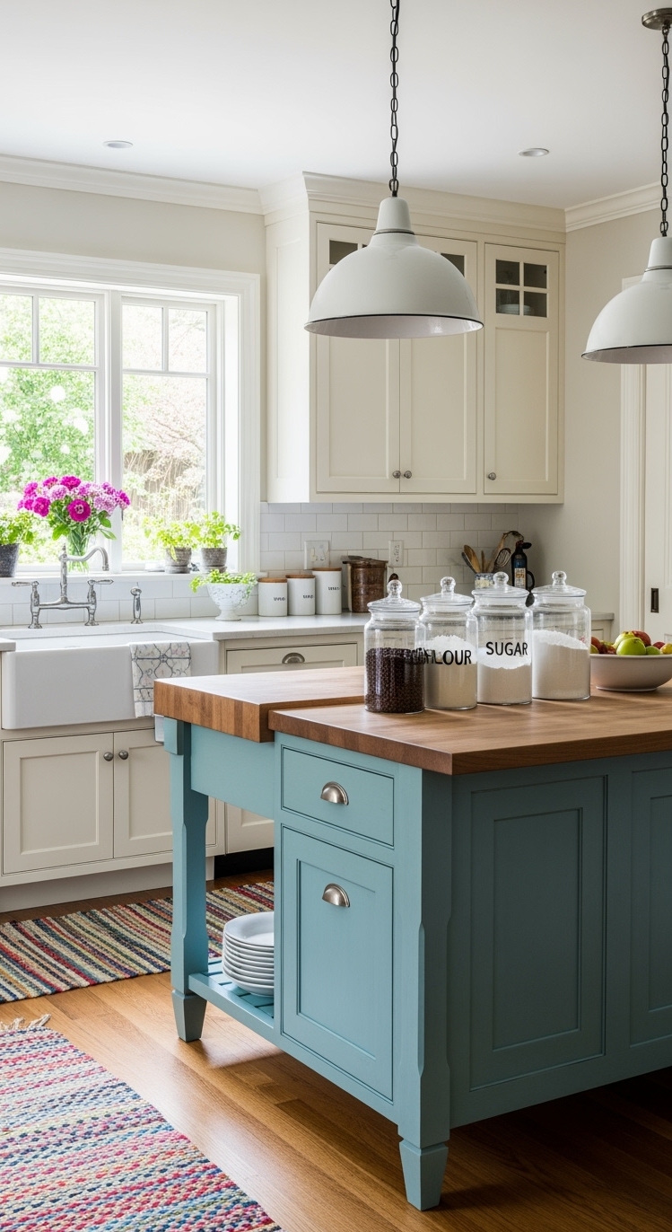 Country Kitchen Design - Country Kitchens: Blue Island Inspiration - Step into this sun-drenched country kitchen and feel...