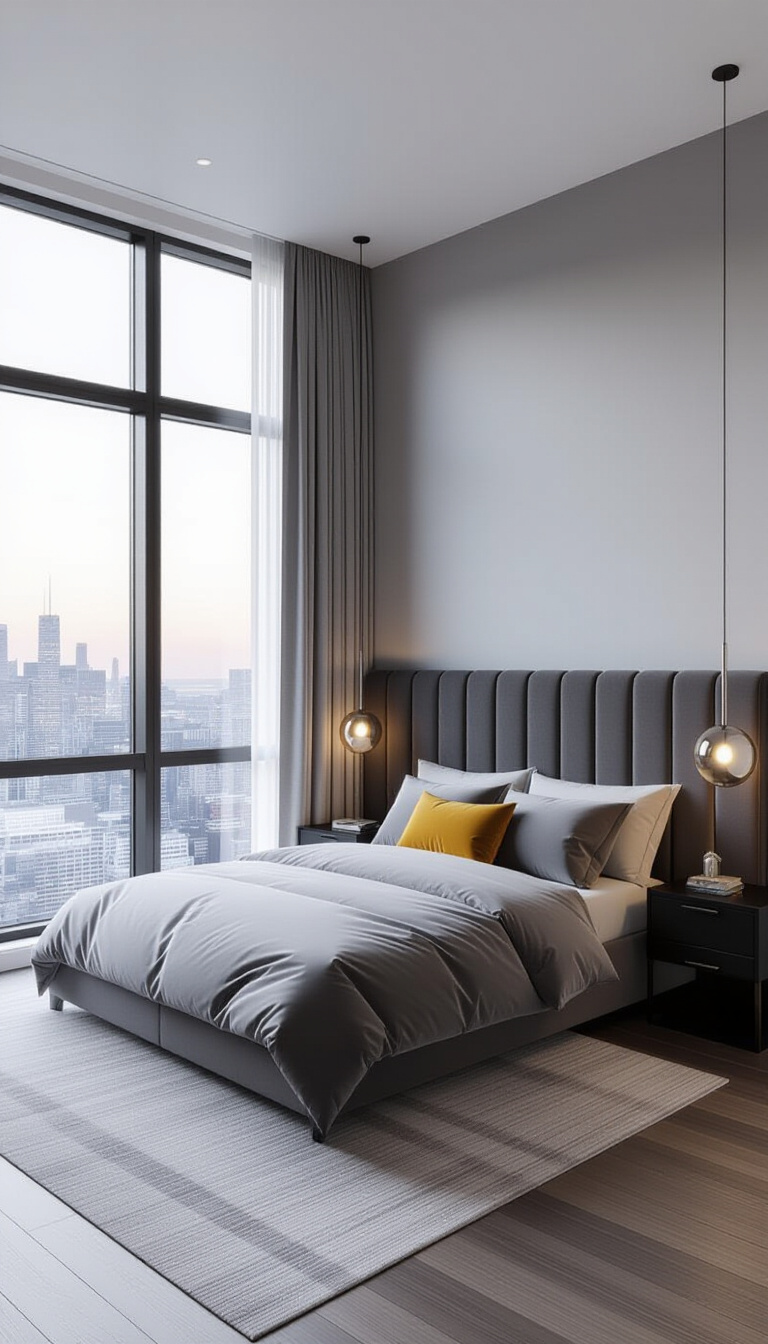 bedroom ideas inspiration - City Views & Velvet Dreams - Imagine sinking into this serene bedroom after a...