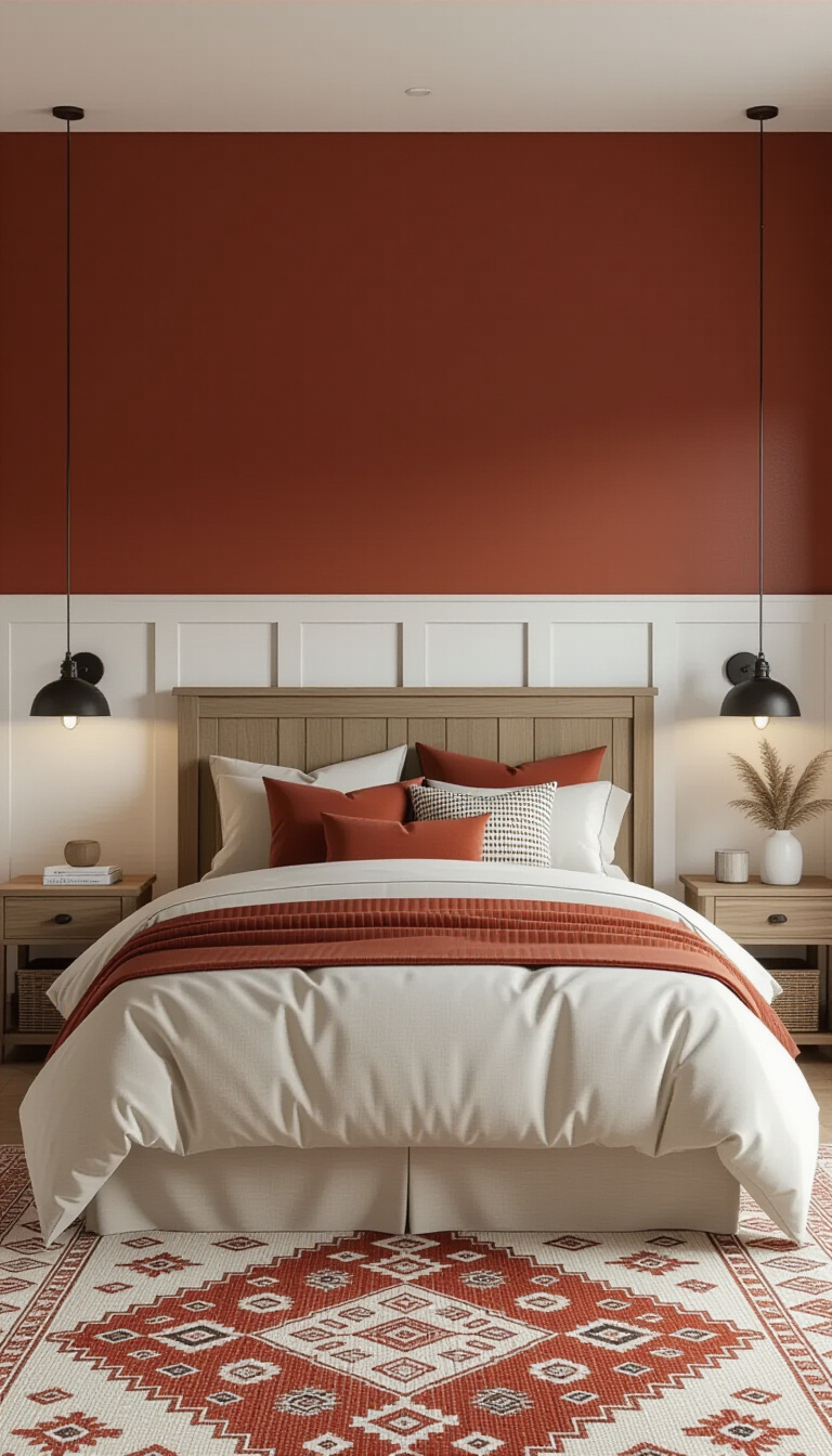 Two Colour Combination For Bedroom Walls - Two-Tone Bedroom Walls: Rustic Meets Beige - Imagine stepping into a bedroom where rustic charm...