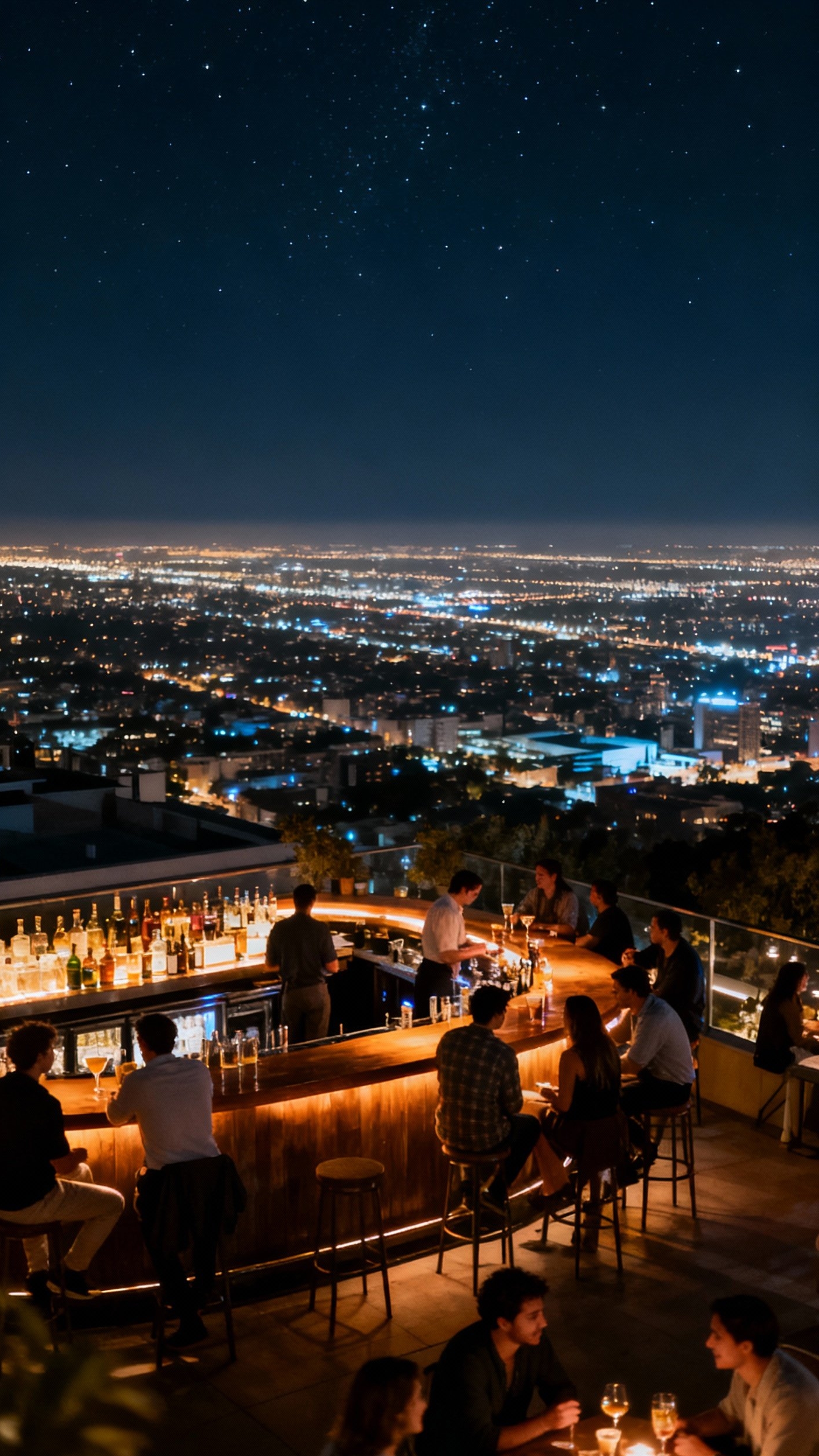 Urban City Photography - City Lights: Rooftop Views - The city sprawls beneath us in this rooftop...