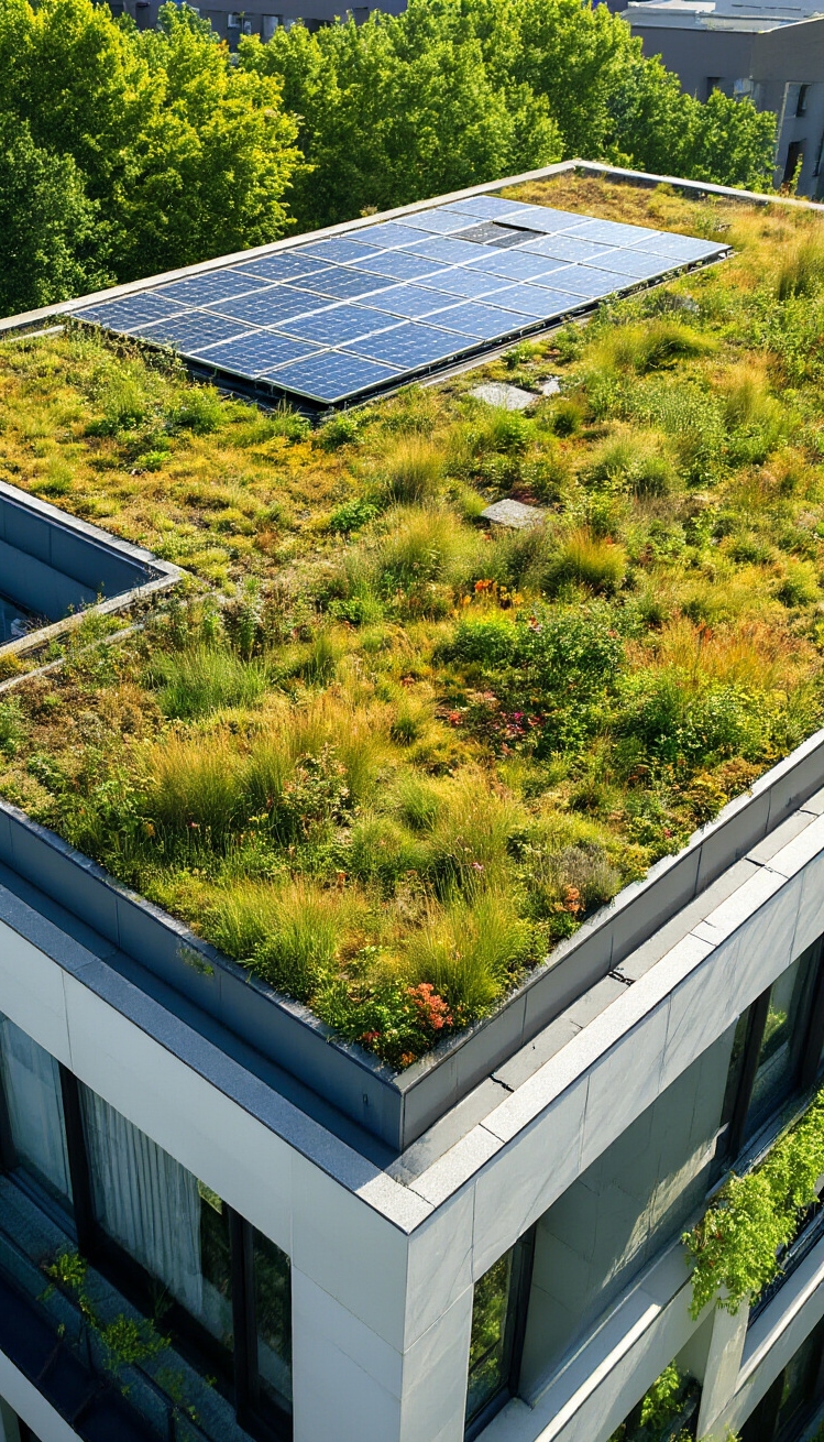 Building Graphic ideas - Green Building Ideas: Inspiration in Design - Sunlight bathes this building, illuminating a vibrant tapestry...