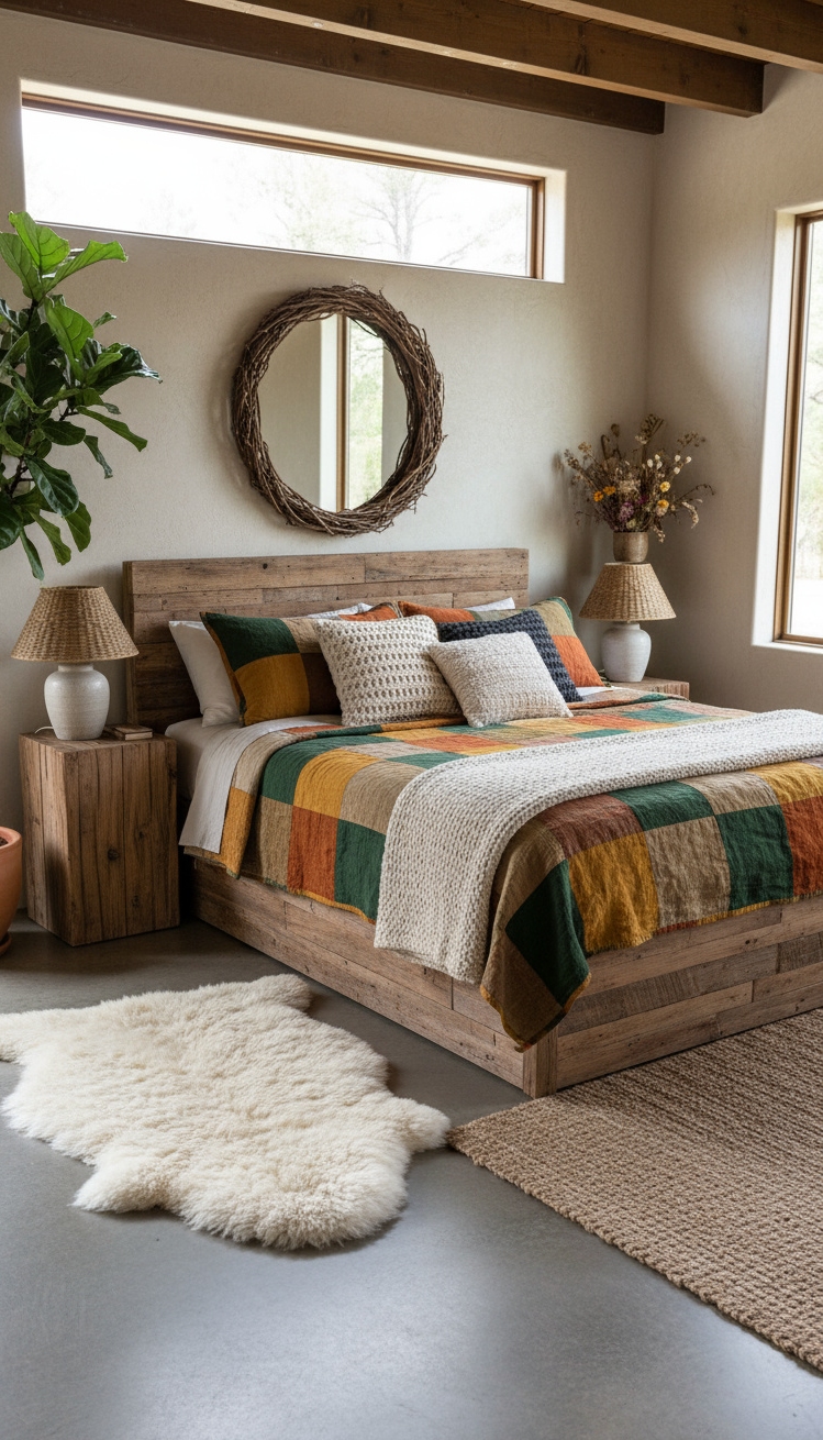 Neutral Rugs Bedroom - Neutral Rugs: Rustic Bedroom Harmony - Imagine sinking your bare feet into the plush...