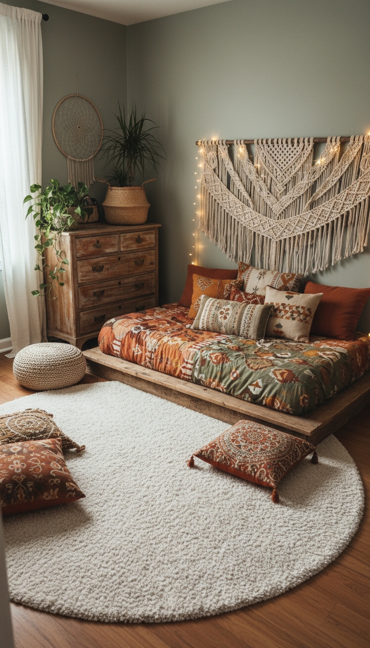 Neutral Rugs Bedroom - Neutral Rugs: Bohemian Bedroom Bliss - Step into this serene bedroom and feel instantly...