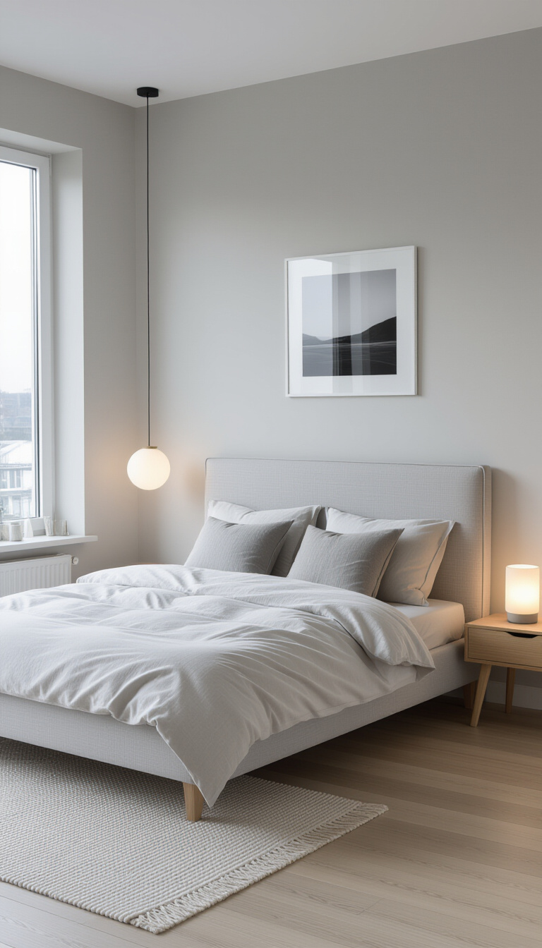 bedroom ideas inspiration - Serene Bedroom Design: Blue Hour Inspiration - Step into this tranquil Scandinavian bedroom bathed in...