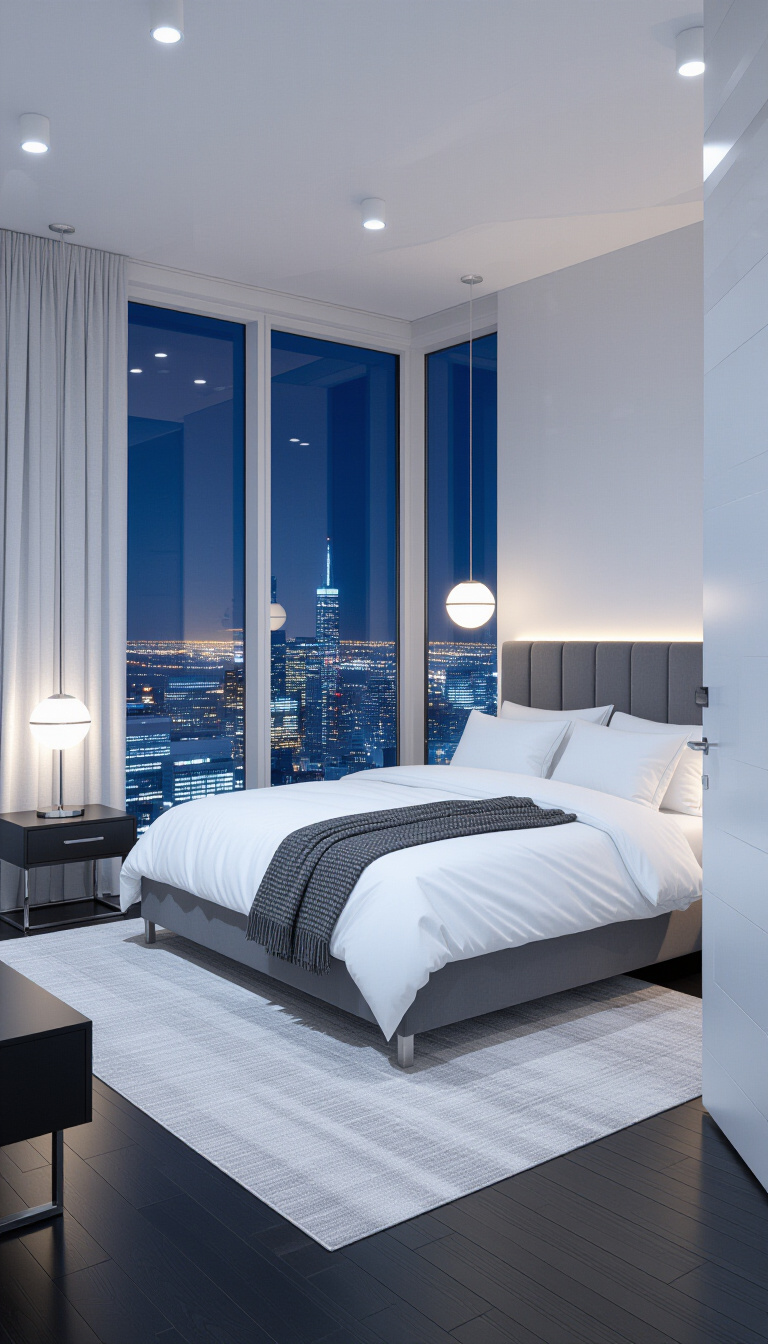 luxurious bedroom ideas - City Lights, Luxurious Bedroom Nights - Step into a sanctuary where urban energy meets...