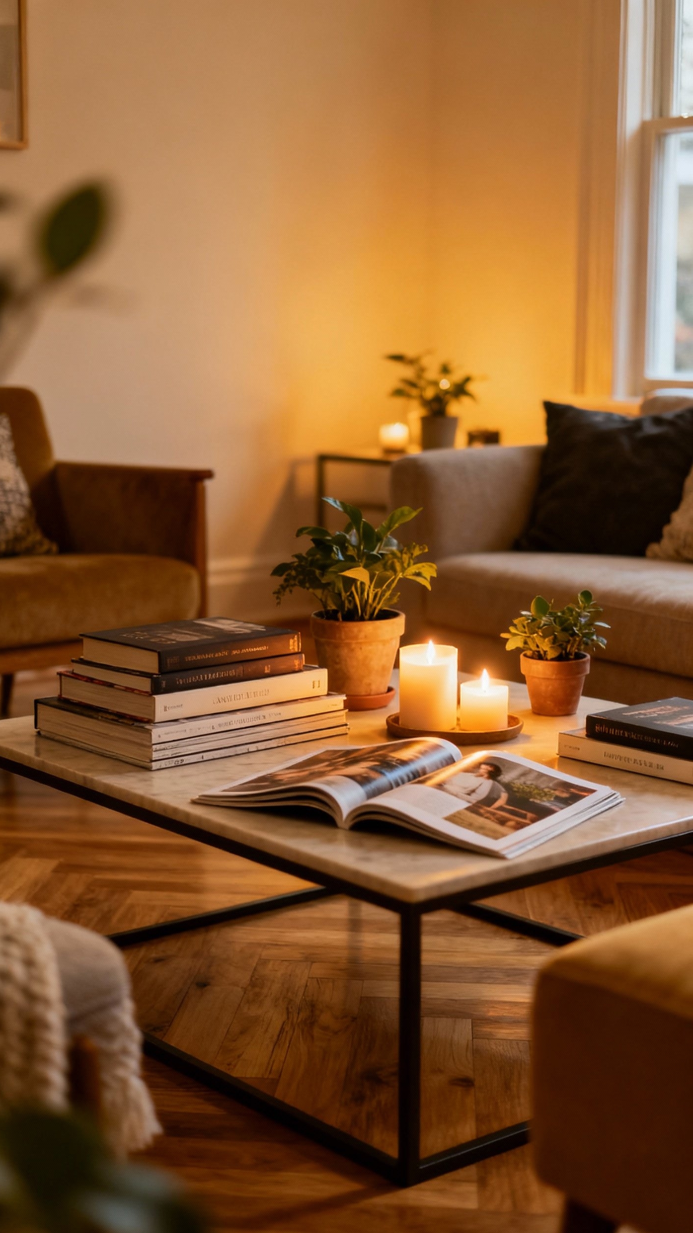 Living Room Inspo - Coffee Table Styling: Your Living Room's Center - The living room centers around a beautifully styled...