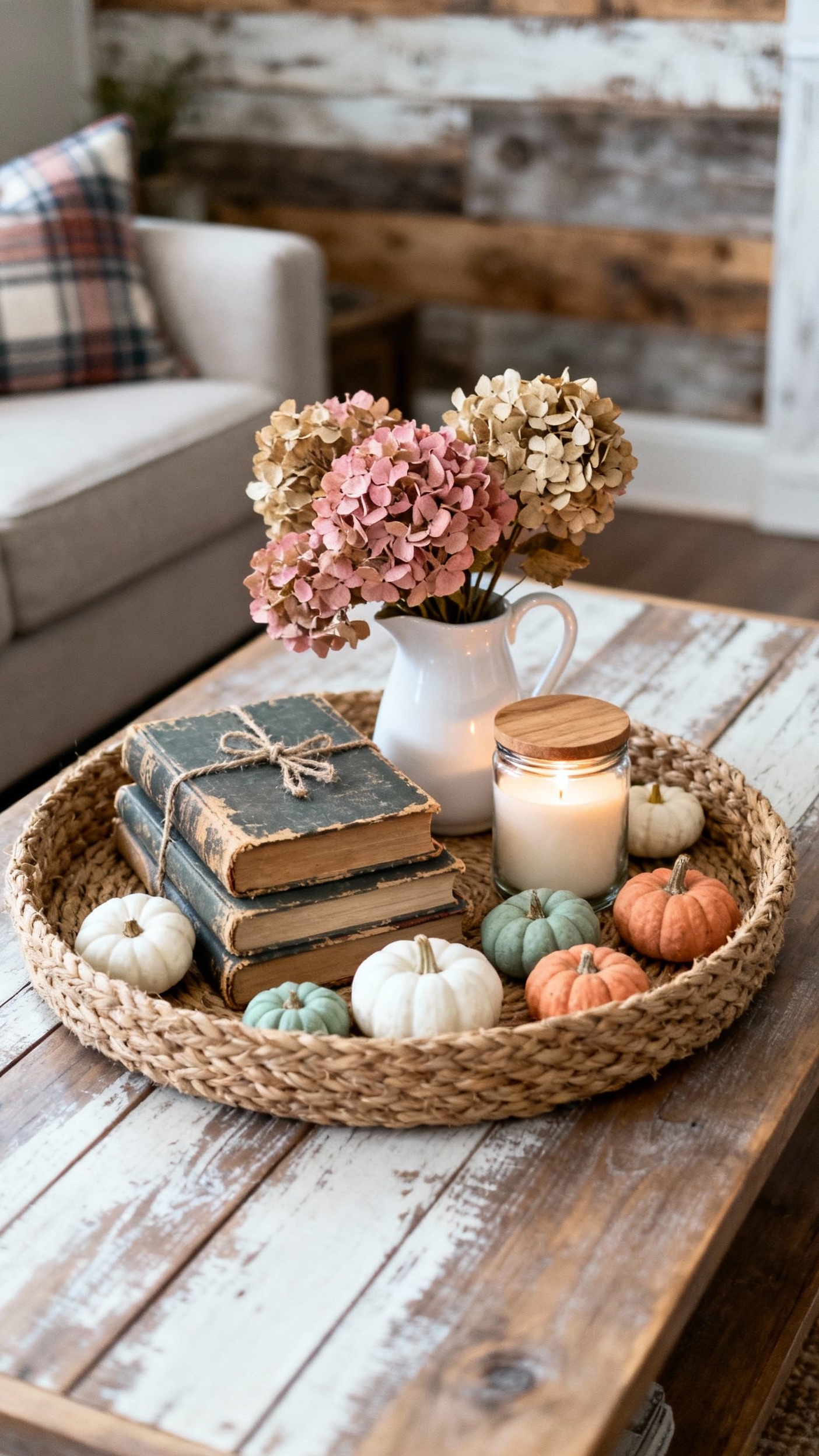 modern fall decor ideas for living room - Cozy Fall Living Room Refresh - modern fall decor ideas for living room - A distressed wood coffee table anchors this modern...