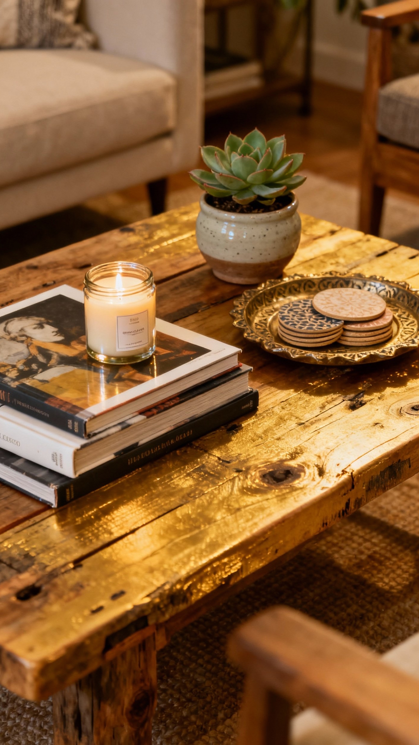 Living Room Inspo - Coffee Table Styling: Small Details, Big Impact - The reclaimed wood coffee table anchors this living...