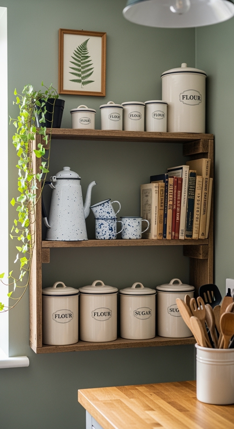 Country Kitchen Design - Country Kitchen: Rustic Shelving Details - Country Kitchen Design - Step into this inviting country kitchen corner and...