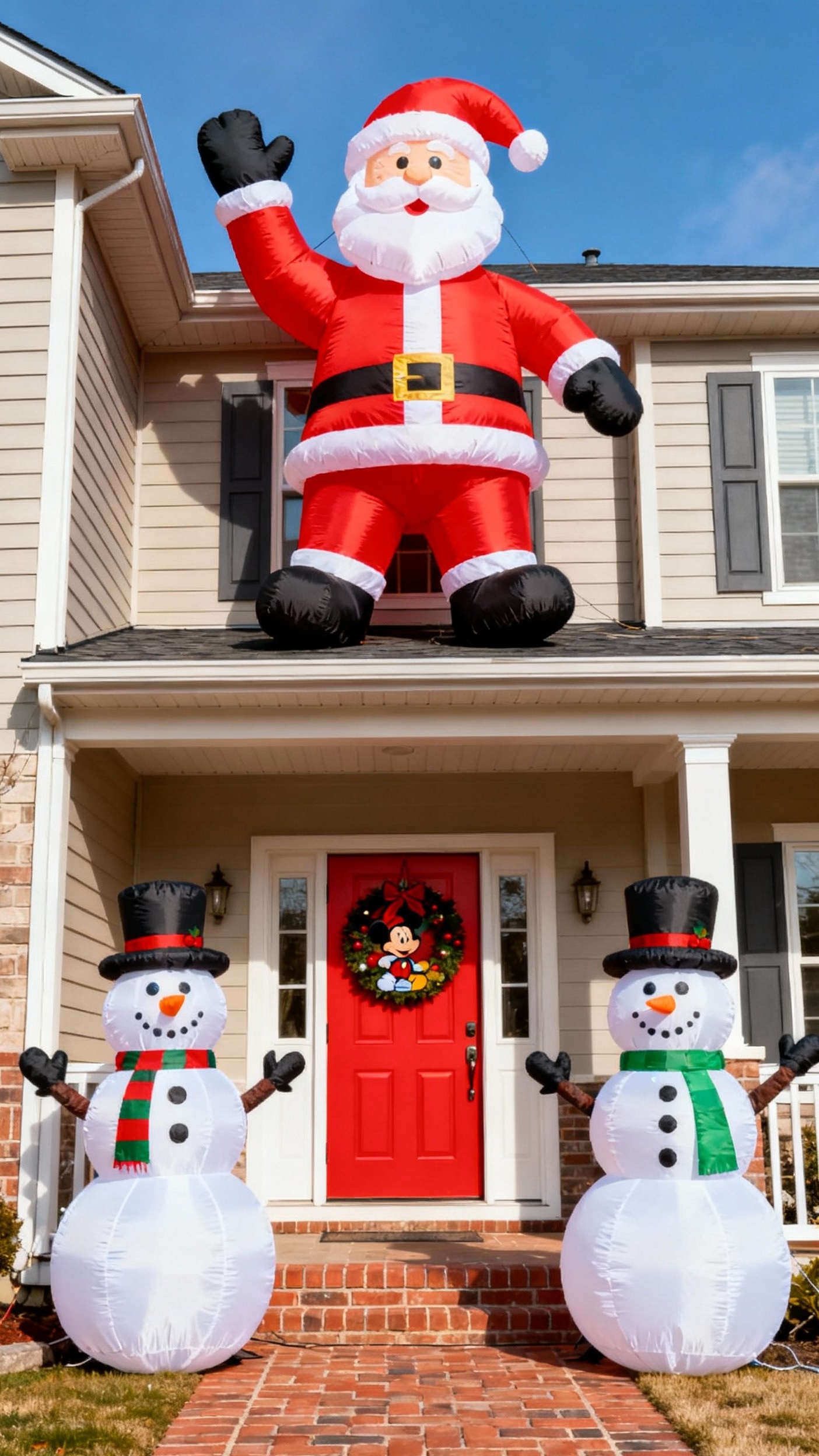 christmas porch decor ideas - Big Christmas Porch, Bigger Fun - A two-story suburban home explodes with Christmas cheer,...