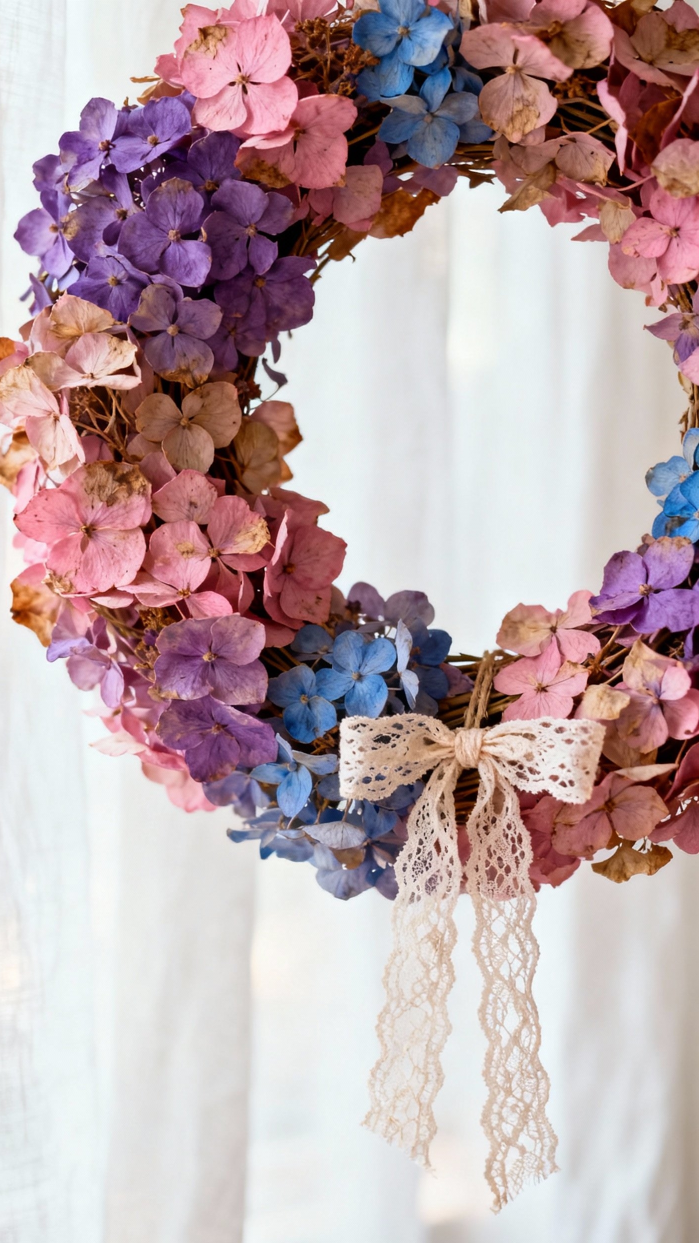 fall wreaths - Fall Wreaths: Hydrangea Hues for Your Home - Dried hydrangea blossoms create a stunning fall wreath...