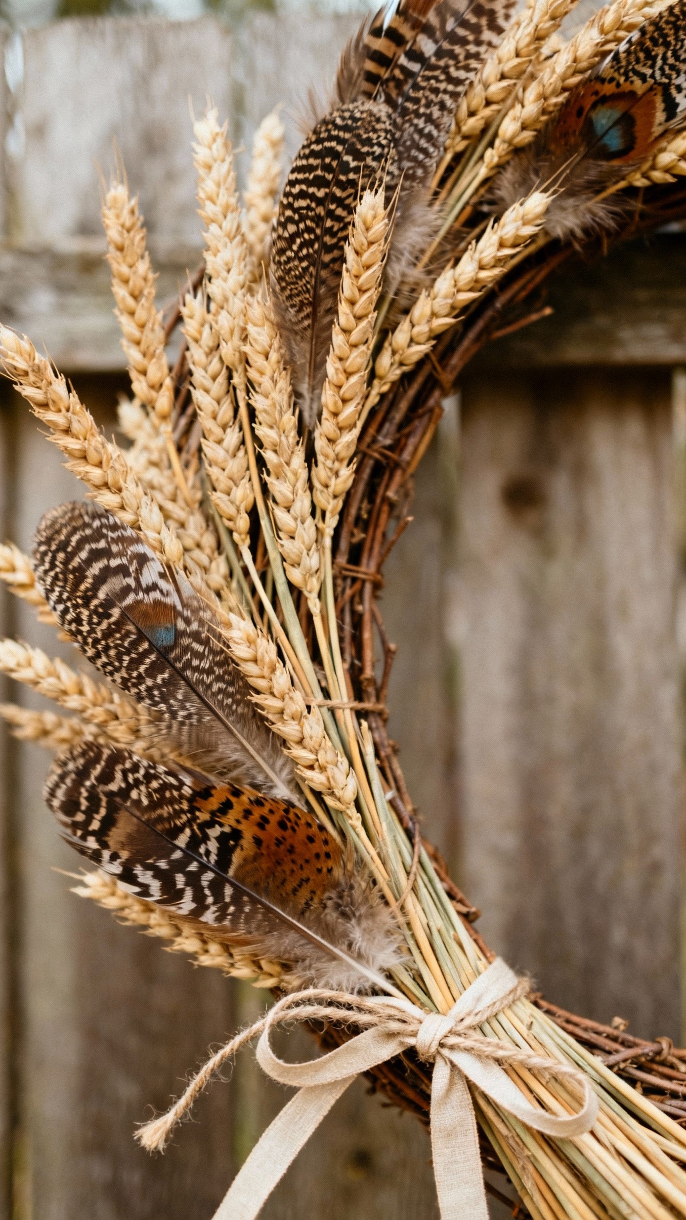 fall wreaths - Autumn Wreaths: Rustic Beauty Unveiled - Golden wheat stalks swirl in a circular dance,...