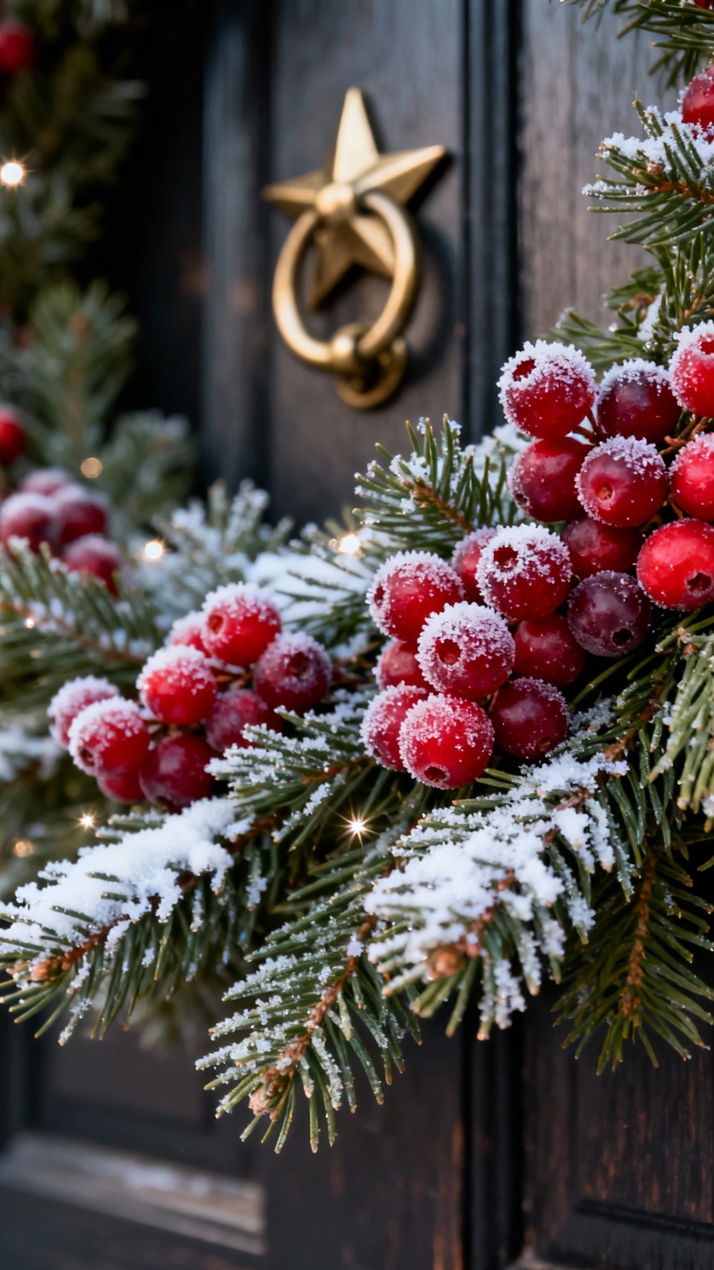 christmas porch decor ideas - Deck the Porch: Festive Christmas Touches - Deep red, frosted cranberries pop against a backdrop...