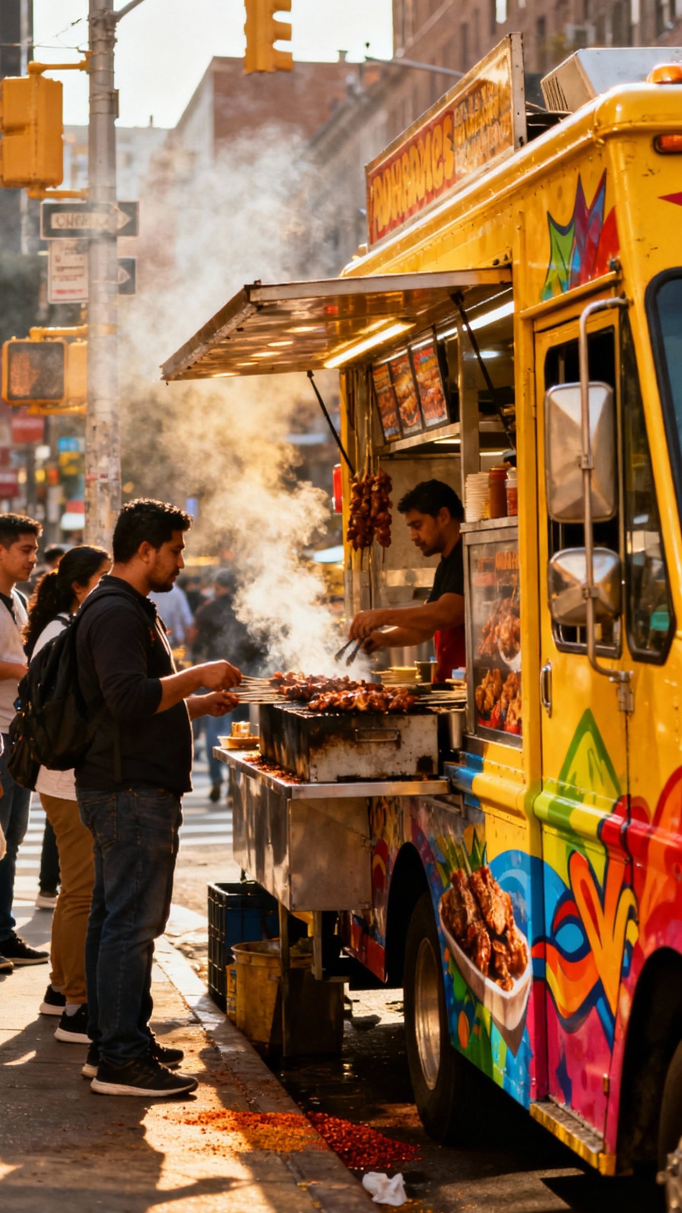 Urban City Photography - City Streets, Delicious Eats - The aroma of sizzling spices hangs heavy in...