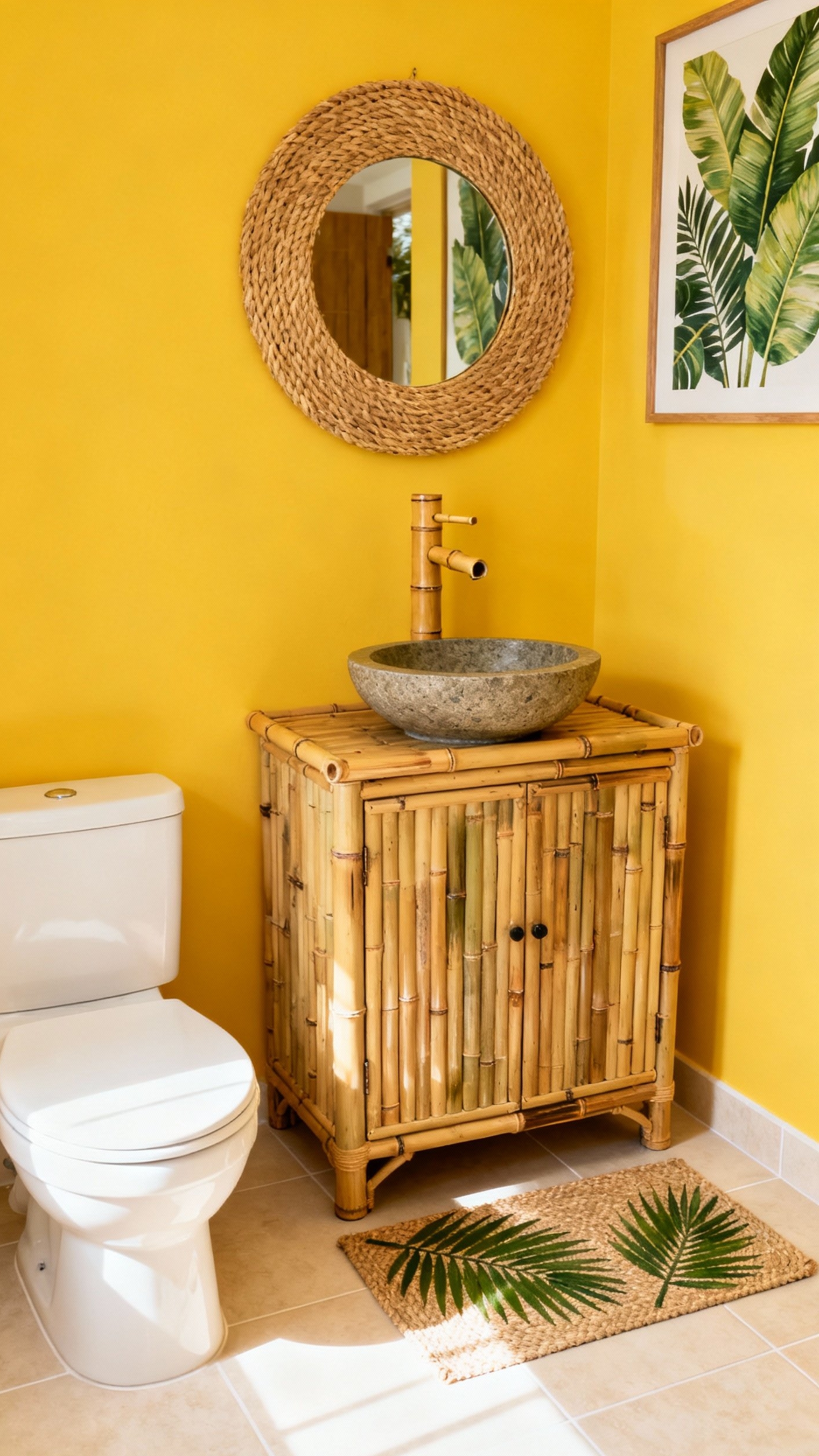 Small Guest Toilet Ideas - Small Guest Toilet, Big Style - Small Guest Toilet Ideas - Step into a tiny tropical paradise! Sunny yellow...